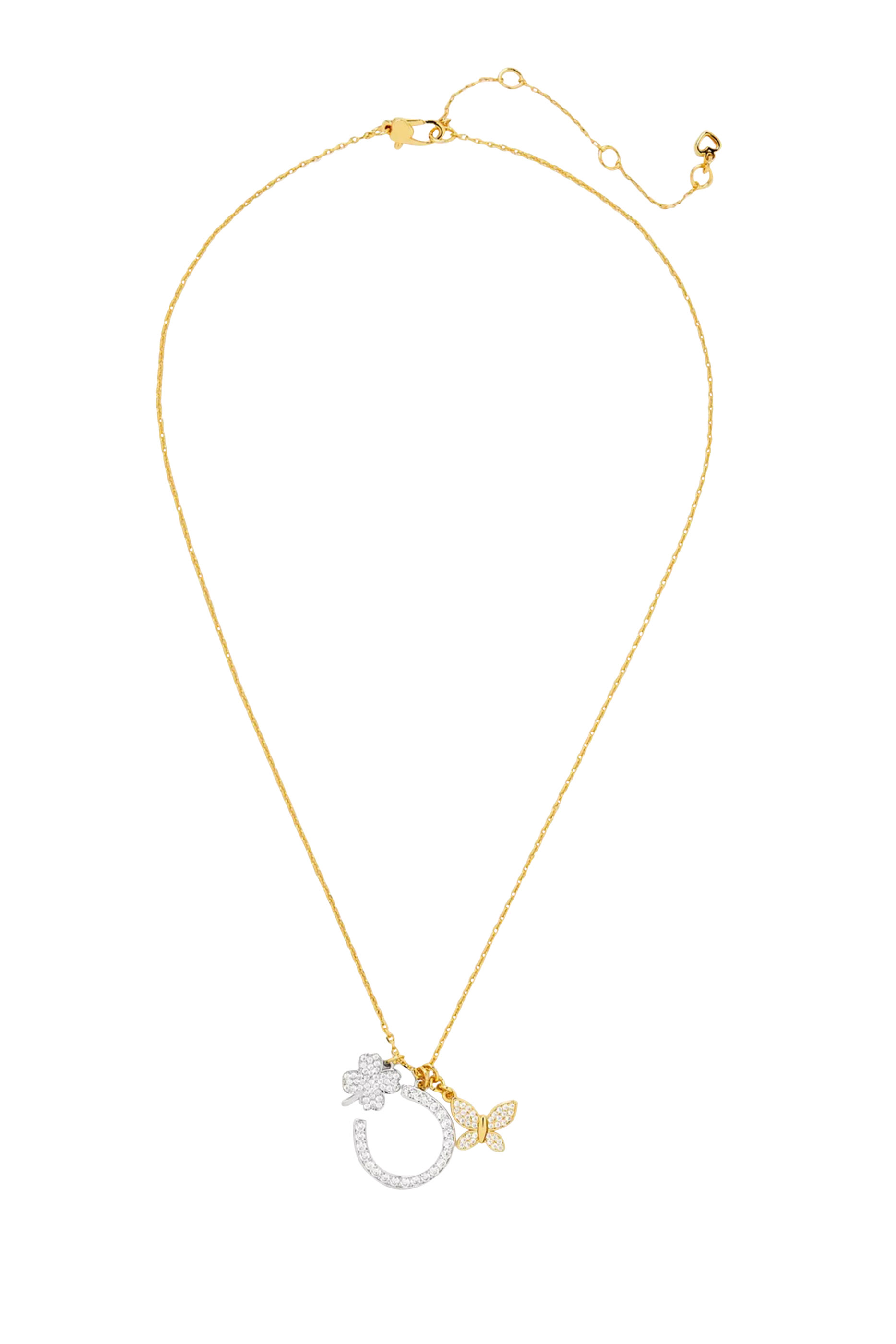 Lucky Charm Statement Pendant, Plated Metal & Cubic Zirconia