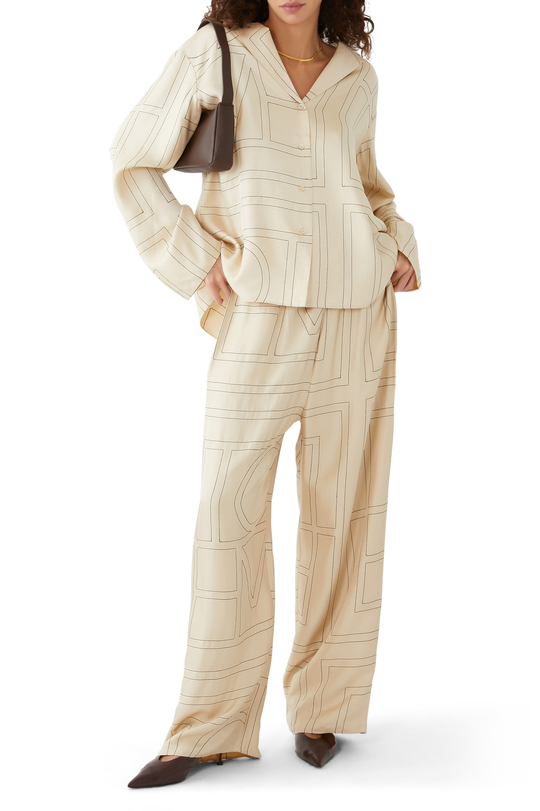 Monogram Silk Pajama Top