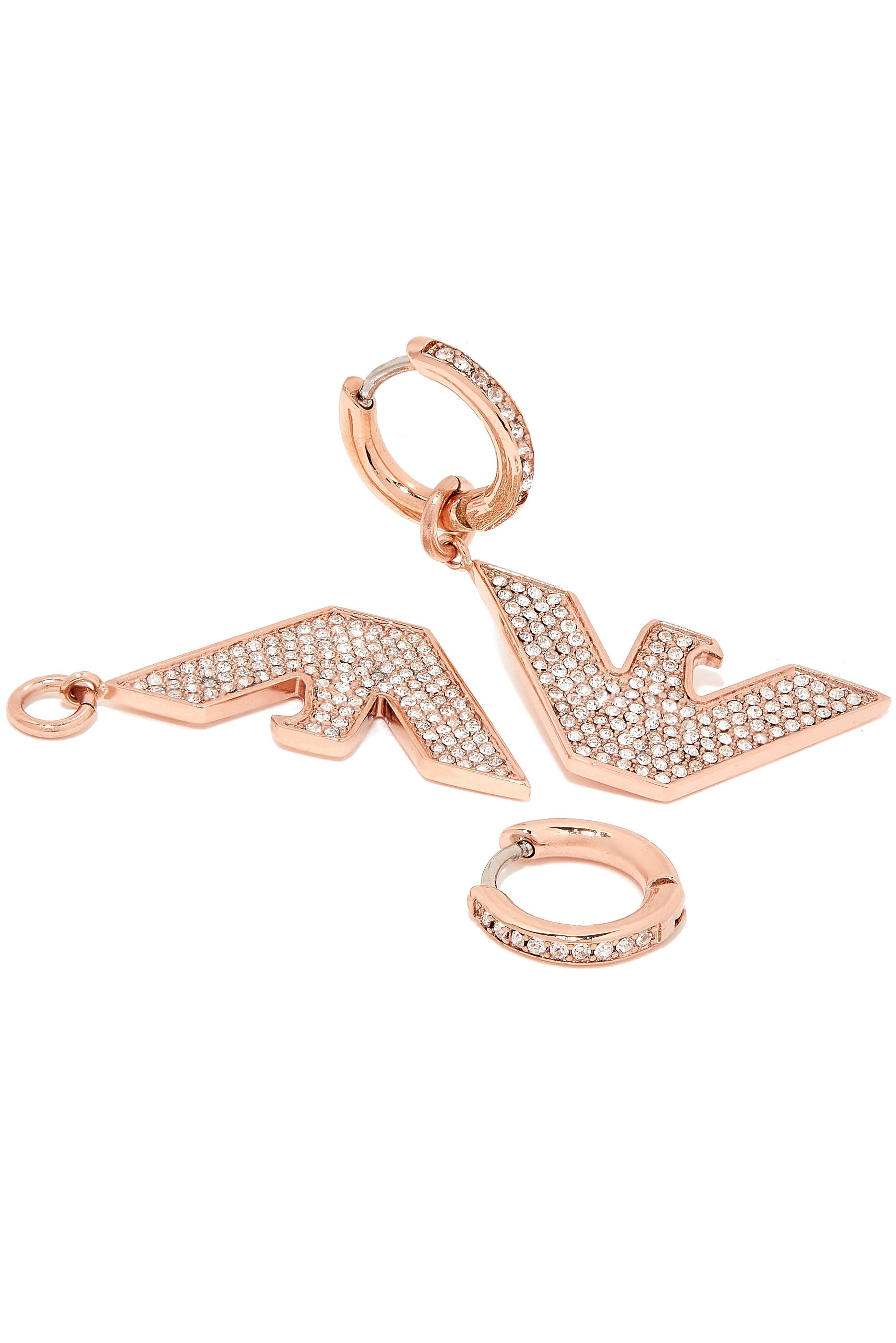 Eagle Logo Earrings, Stainless Steel & Crystals