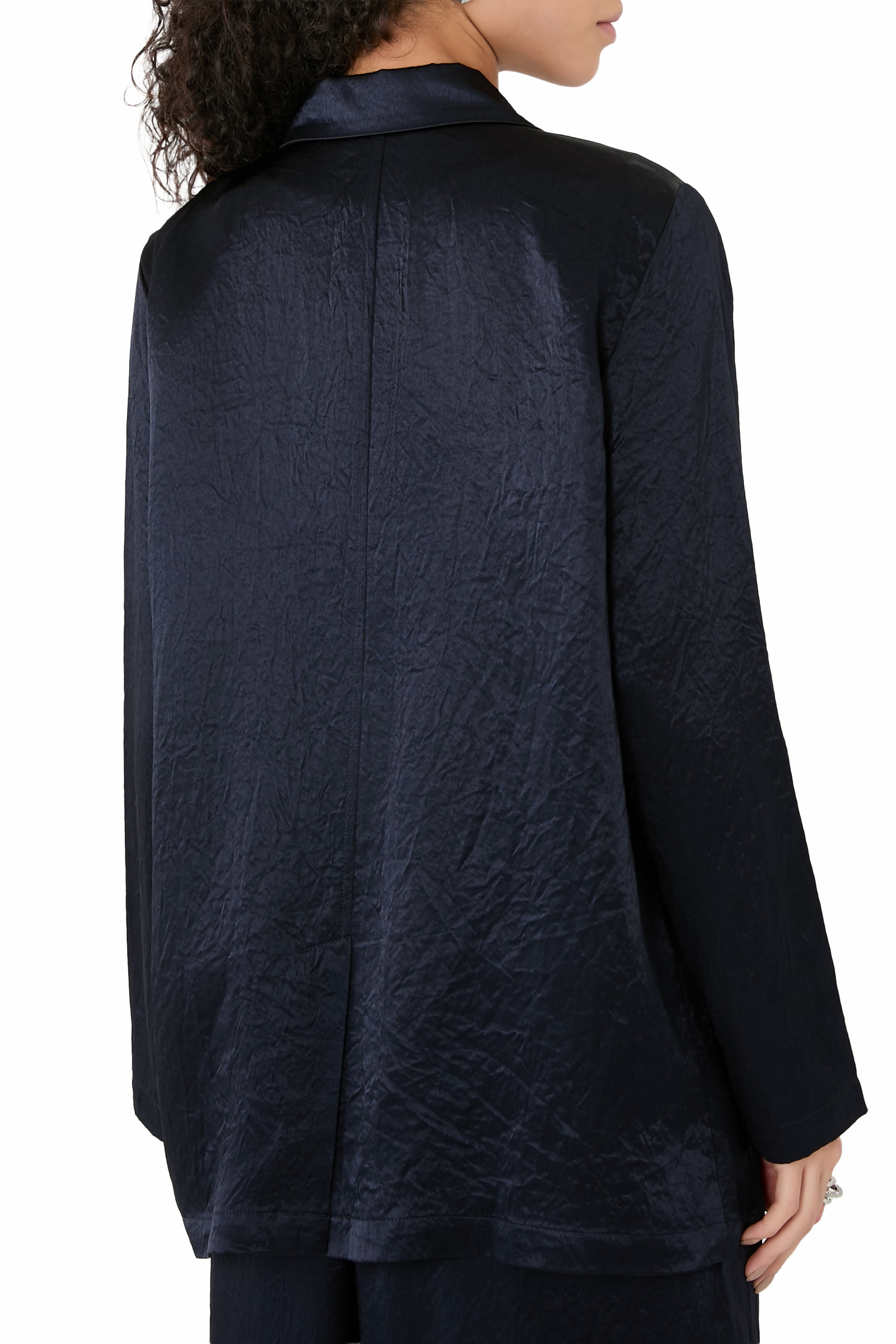 Textured Satin Long Blazer