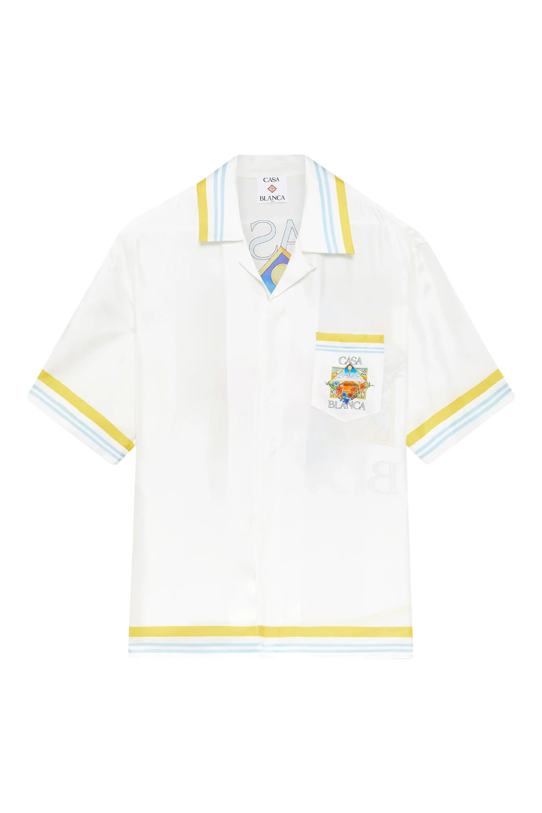 Tennis Landscape Short Sleeve Silk Shirt 