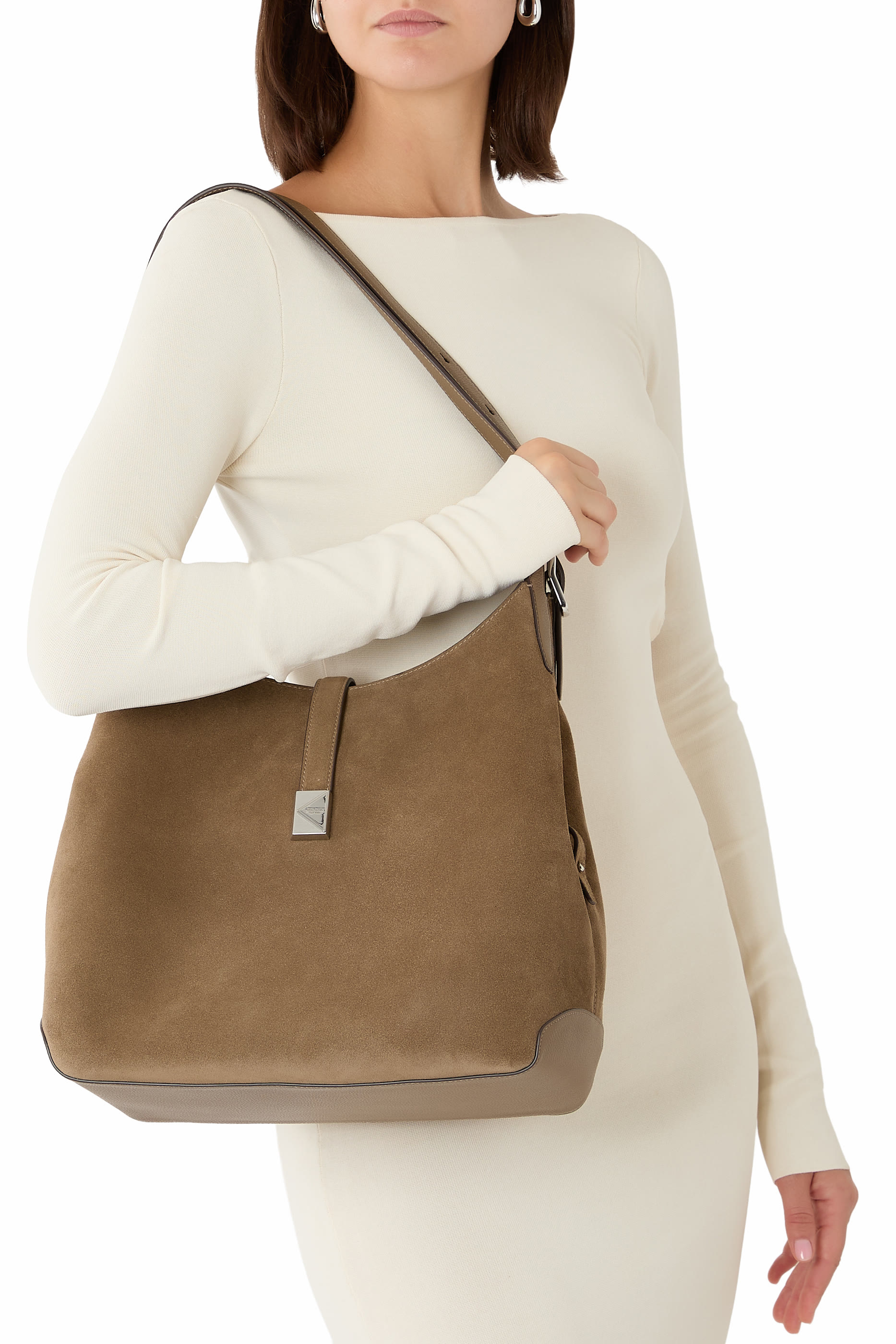 Deco Suede Crossbody Tote Bag