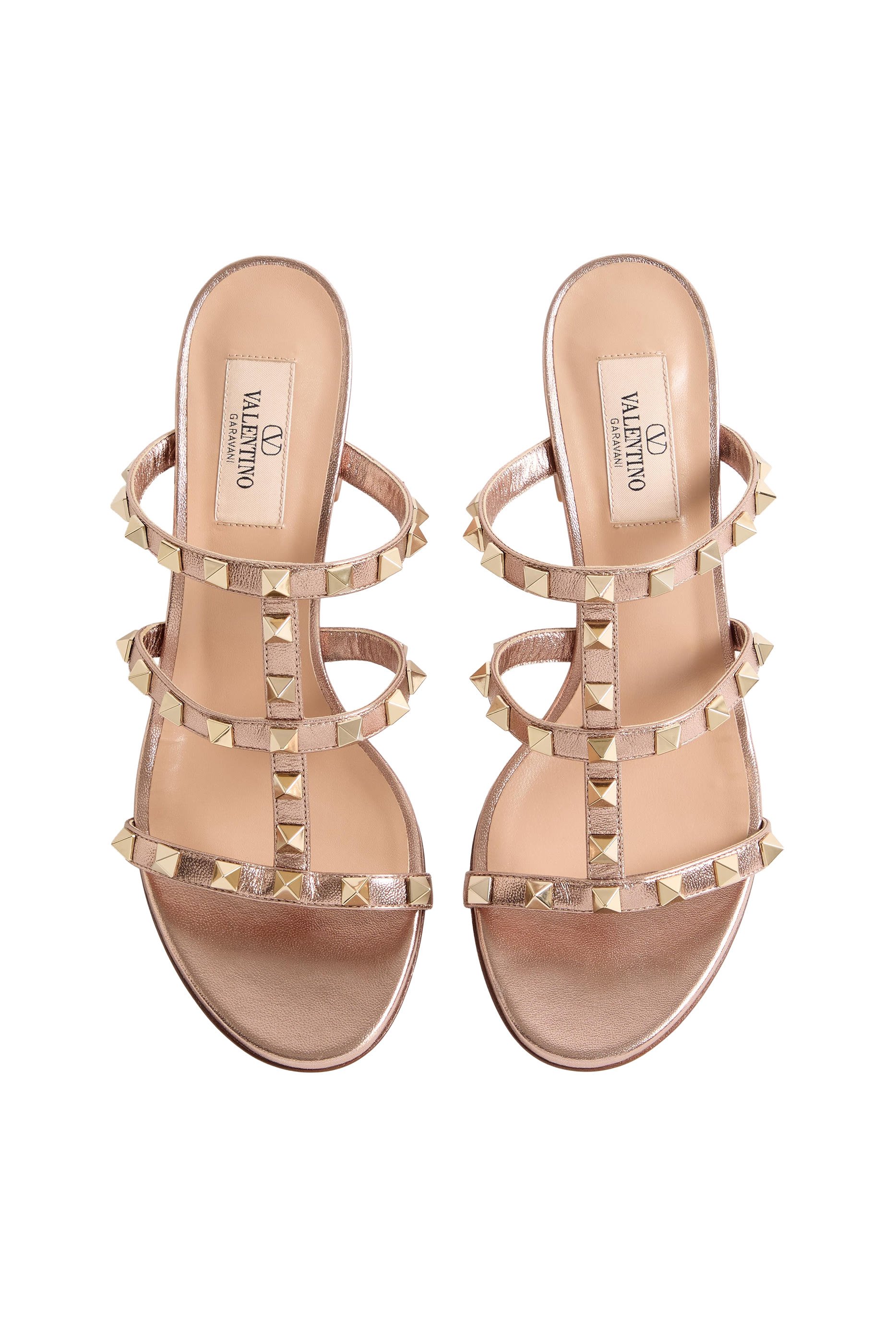 Rockstud Calfskin Leather 60 Slide Sandals