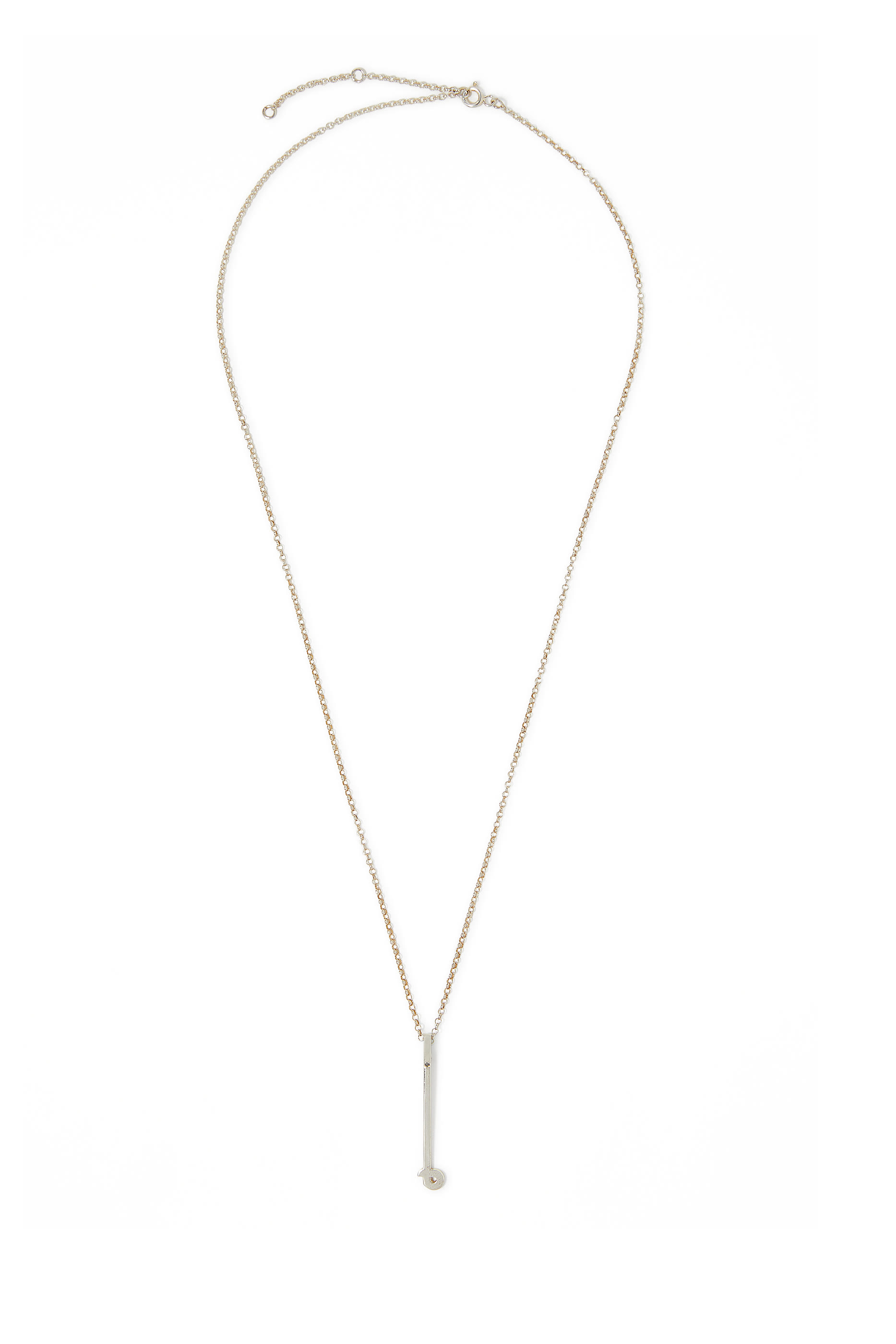 Arabic Letter "Meem" Diamond Pendant Necklace, Sterling Silver & Diamond