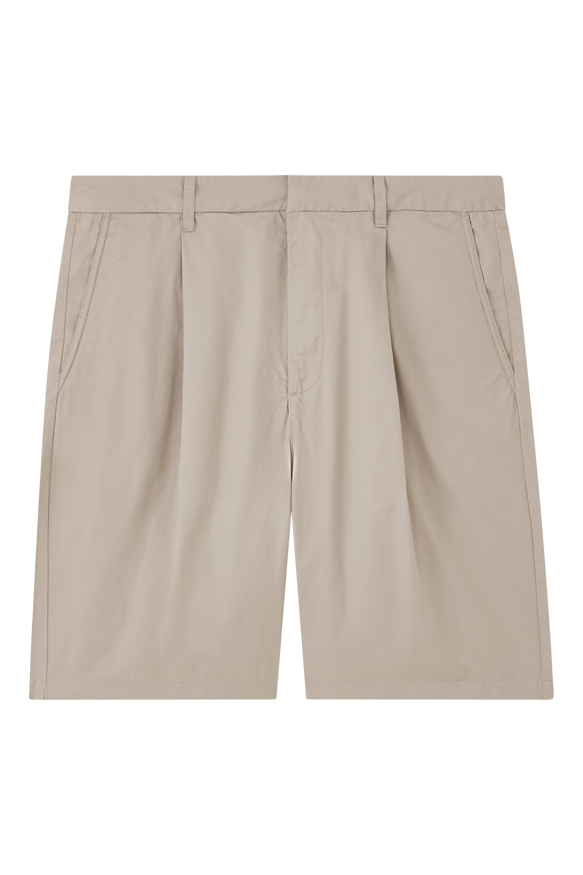 Pleated Cotton Bermuda Shorts