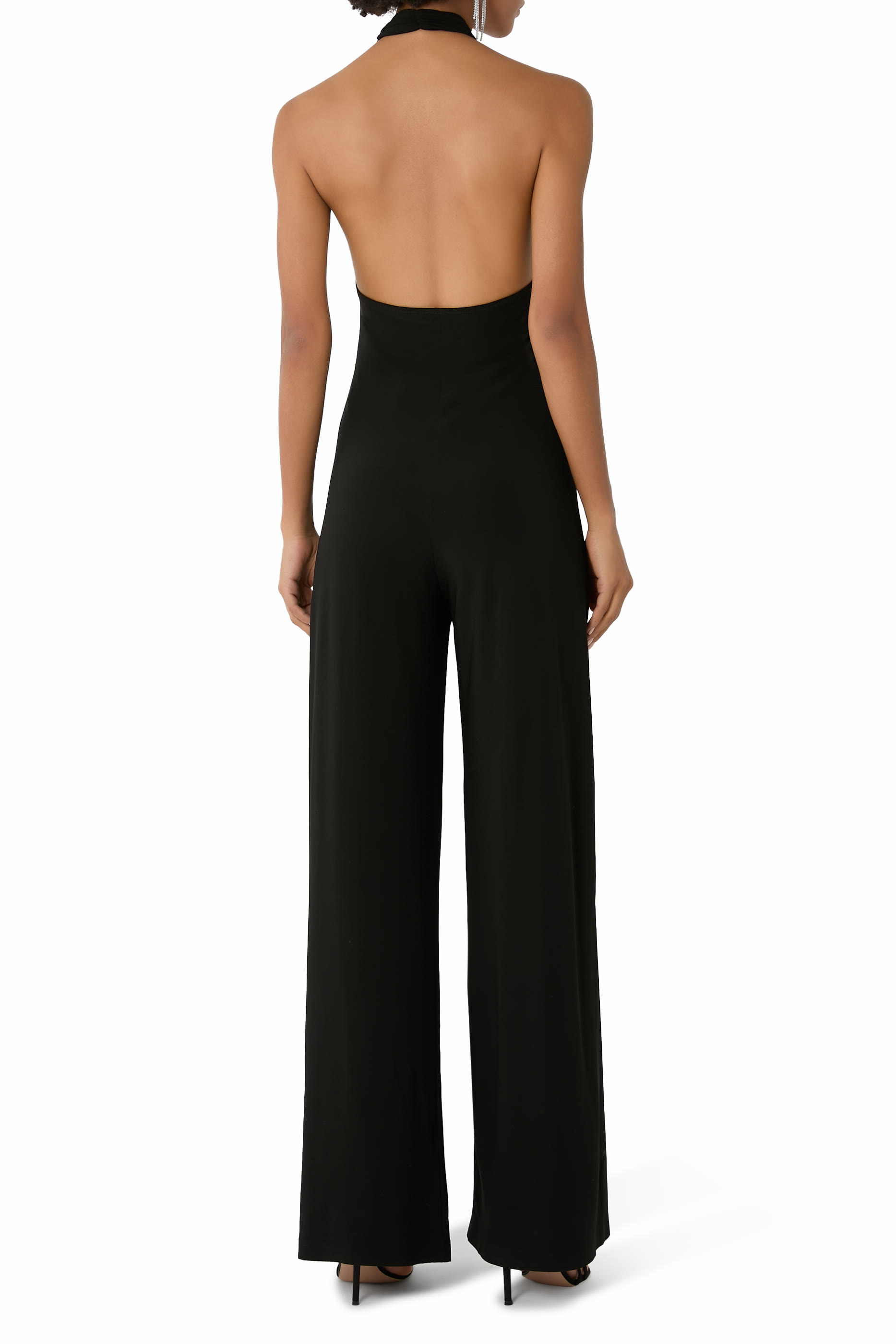 Cross Halter Straight Leg Jumpsuit