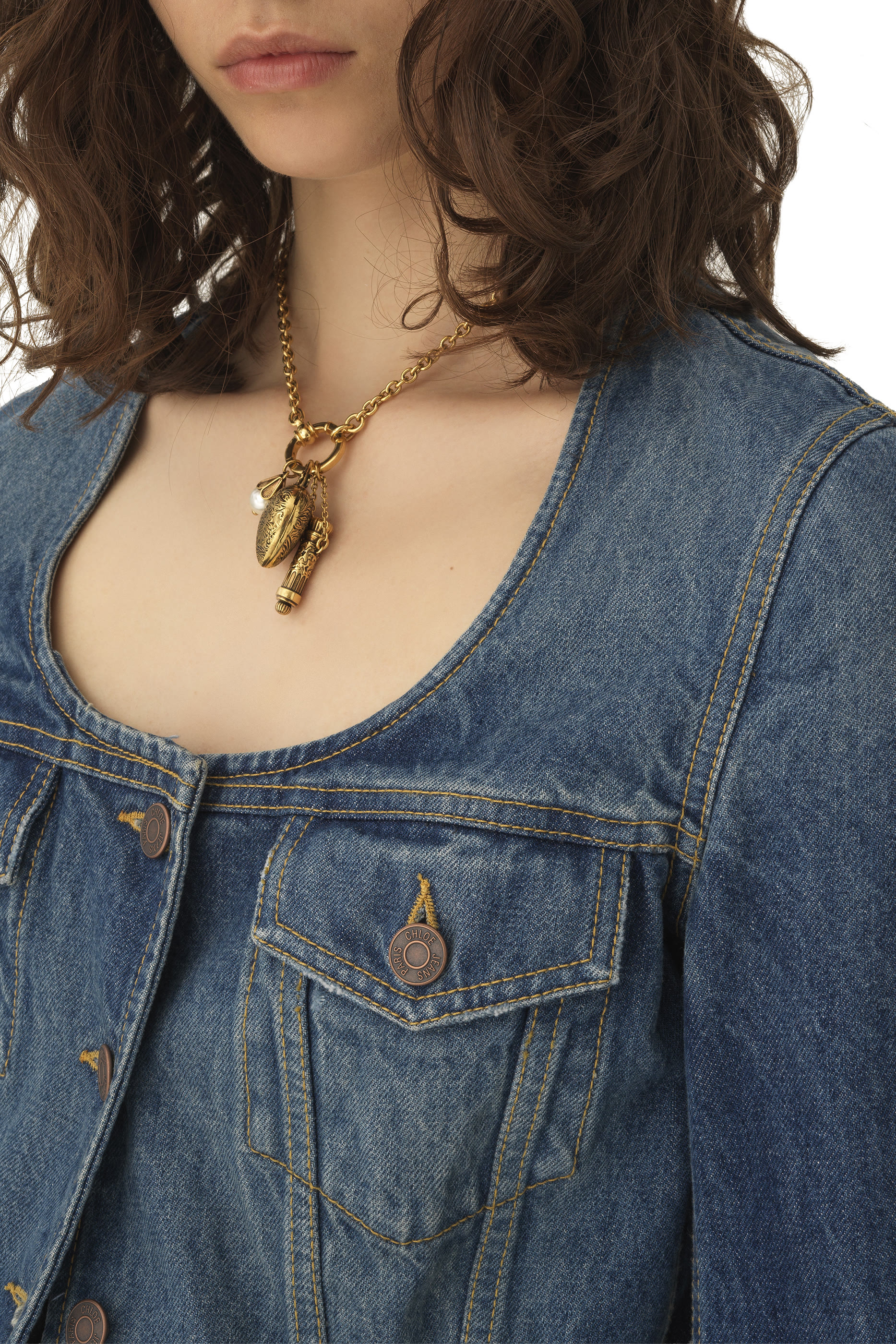  Peplum Riding Jacket in Denim