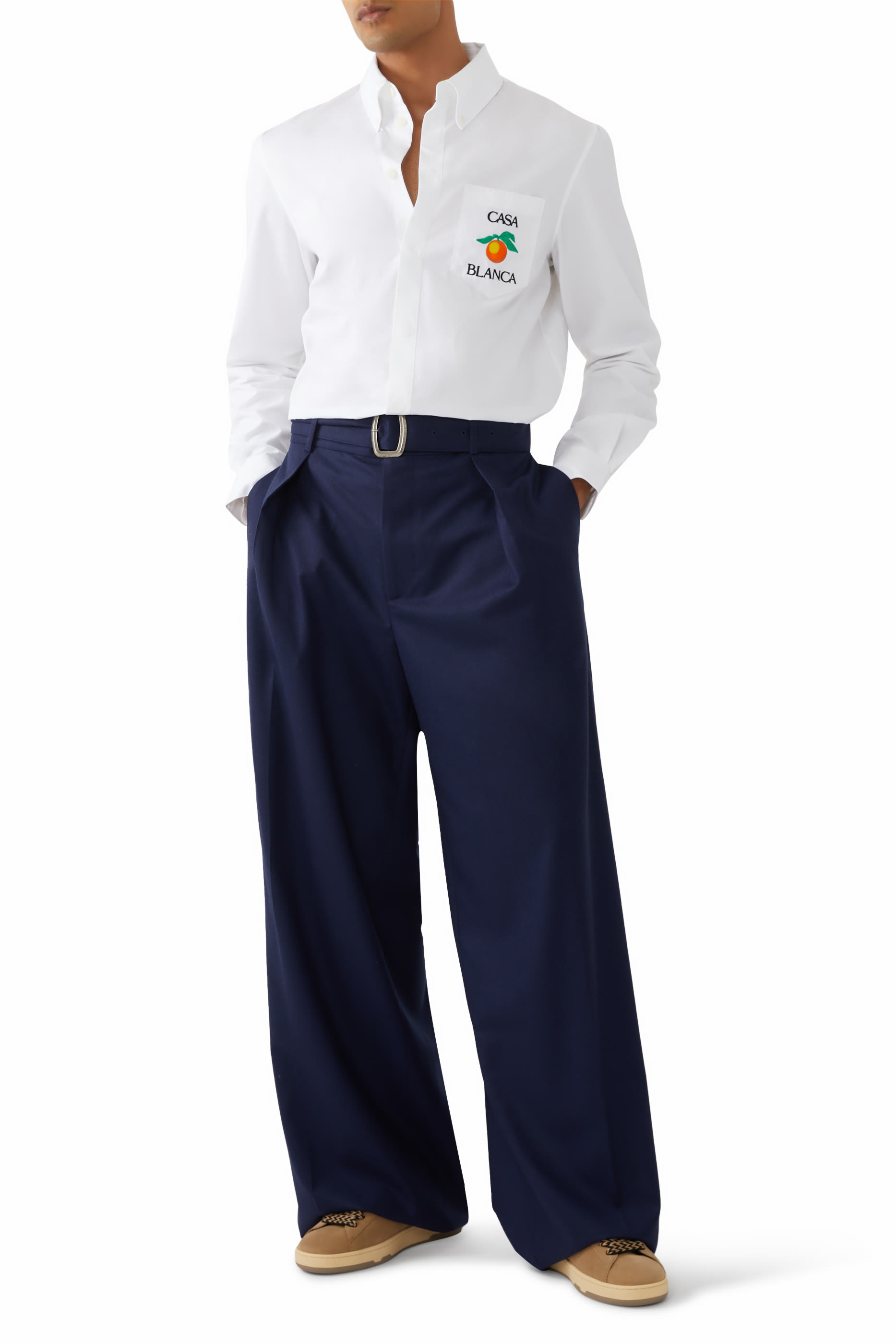   Embroidered Orange Oxford Shirt