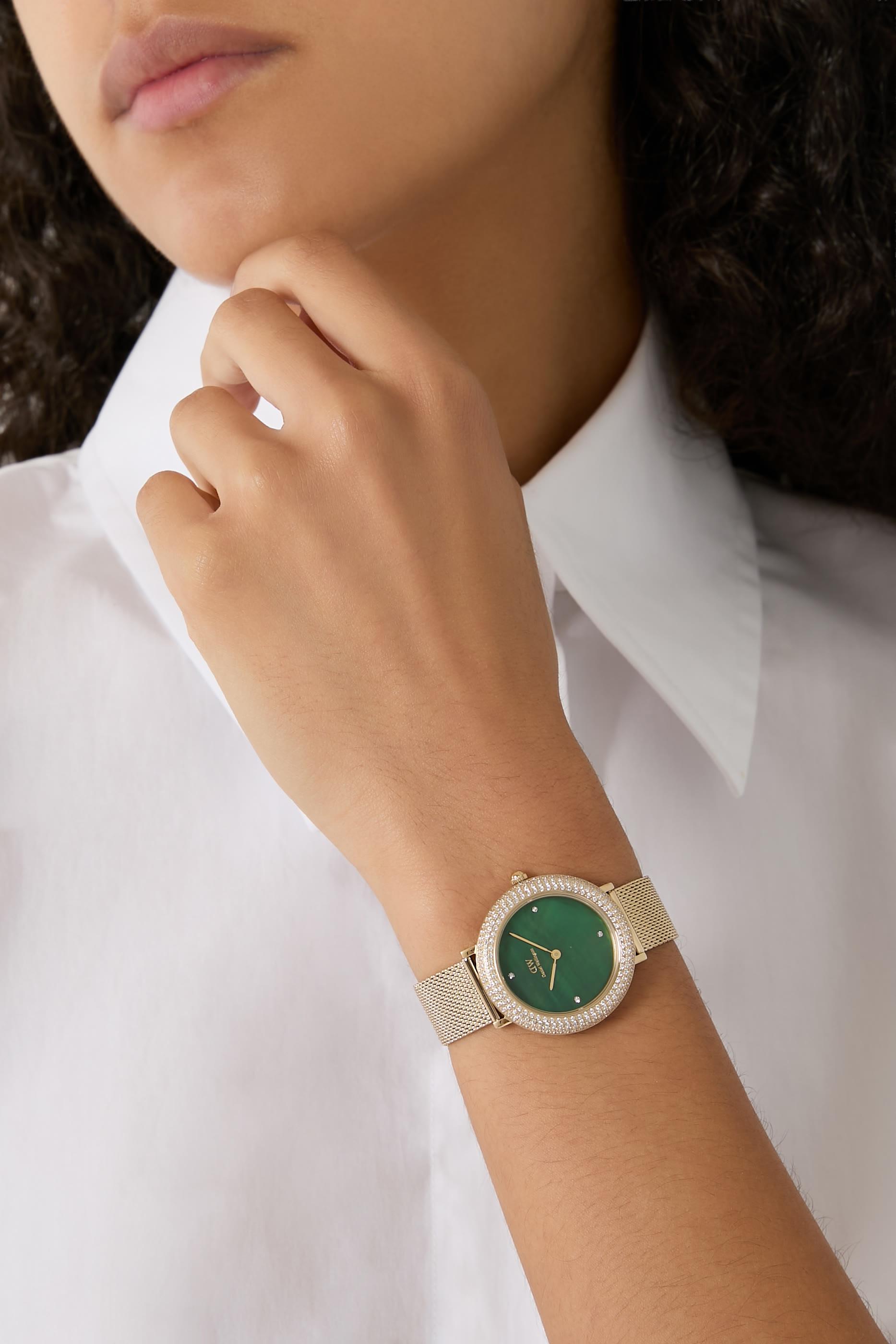 Crystalline Bezel Watch, Stainless Steel