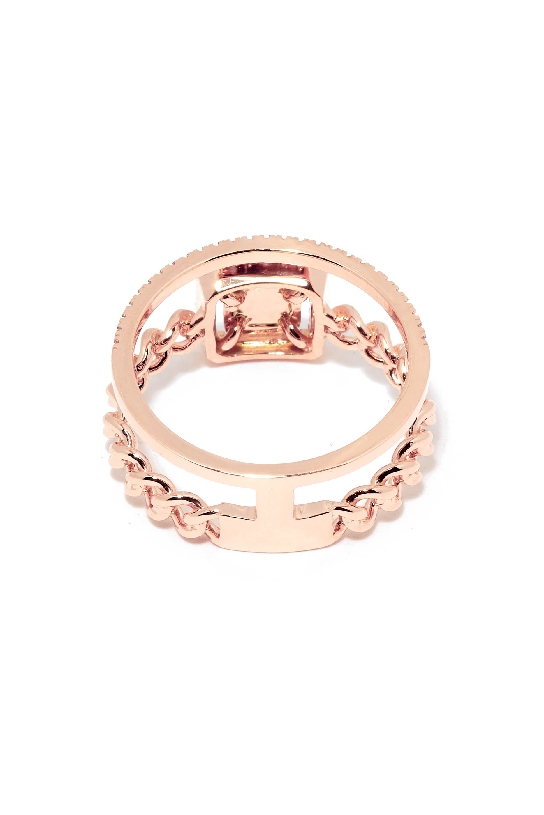 Quwa Square Double Ring, 18k Pink Gold & Diamonds