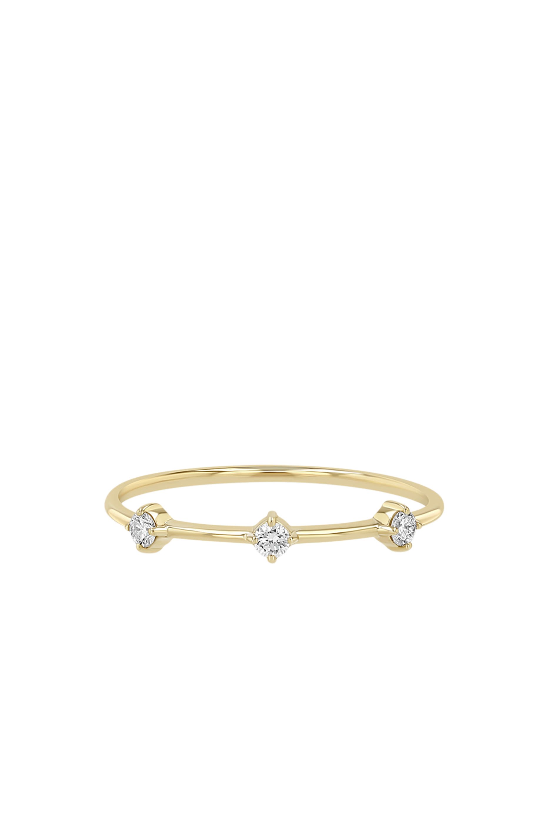 Four Prong Ring, 14K Gold & Diamonds
