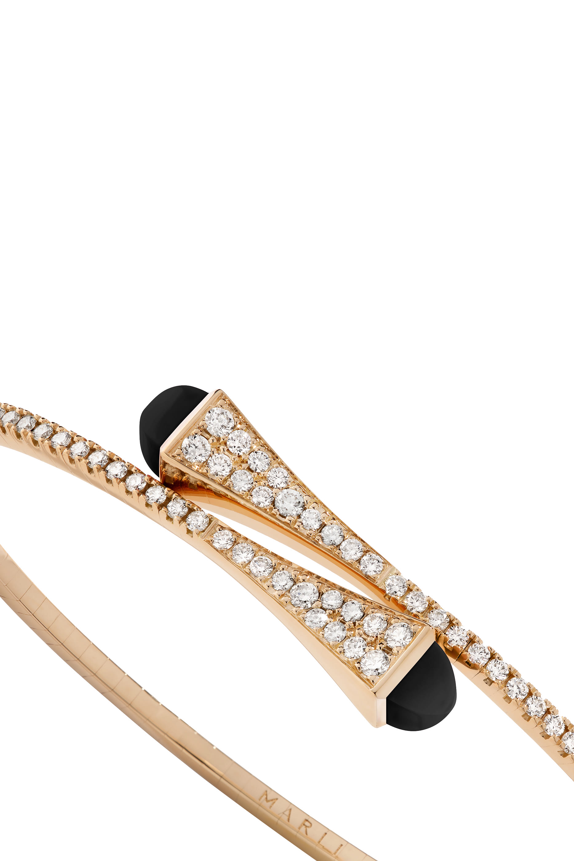 Cleo Slim Bangle, 18k Pink Gold with Black Onyx & Diamonds