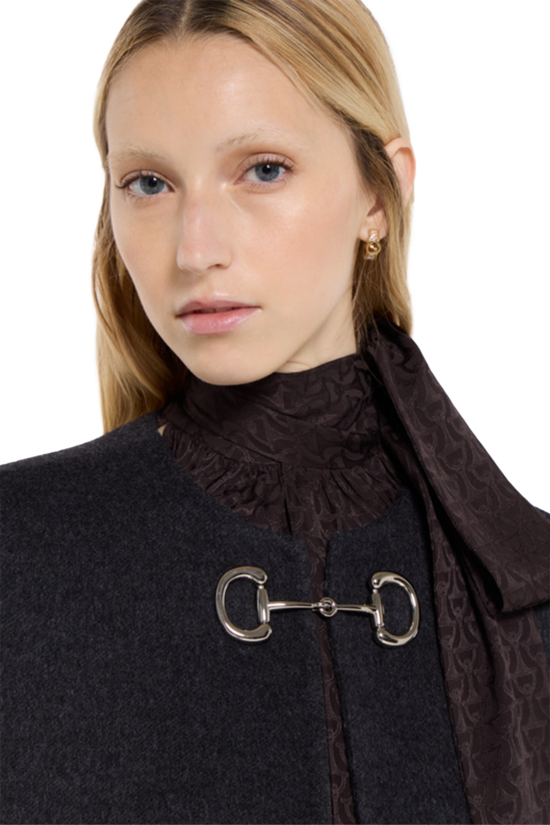 Silk Wool Cape with Horsebit 
