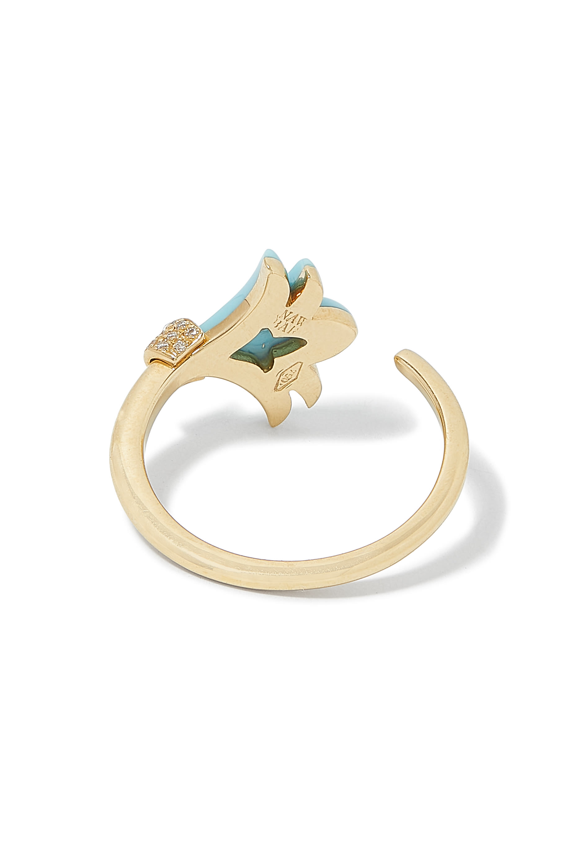 Psychedeliah Vine Ring,  18K Yellow Gold with Diamonds & Turquoise