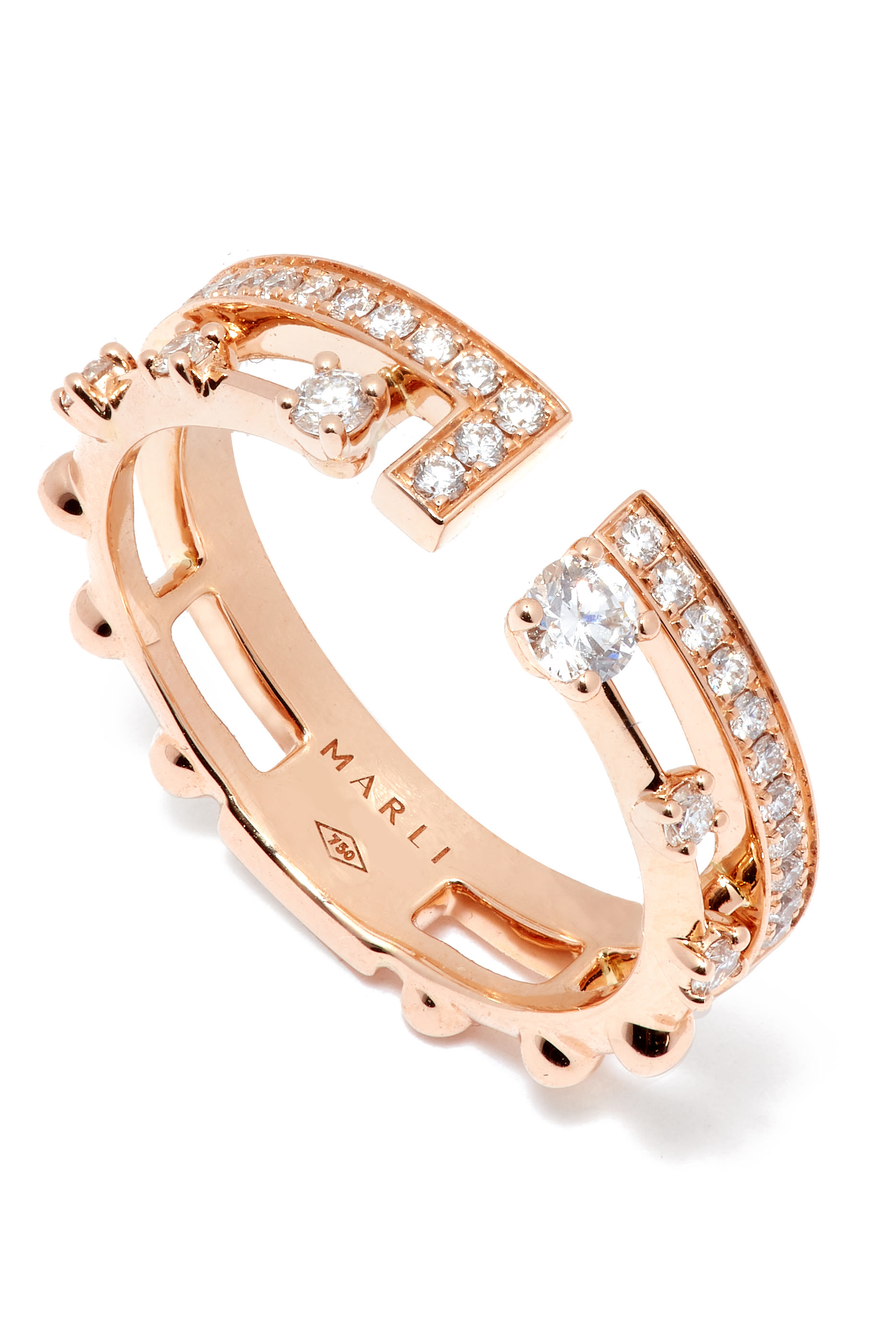 Avenues  Index Ring, 18k Rose Gold with Full Diamonds