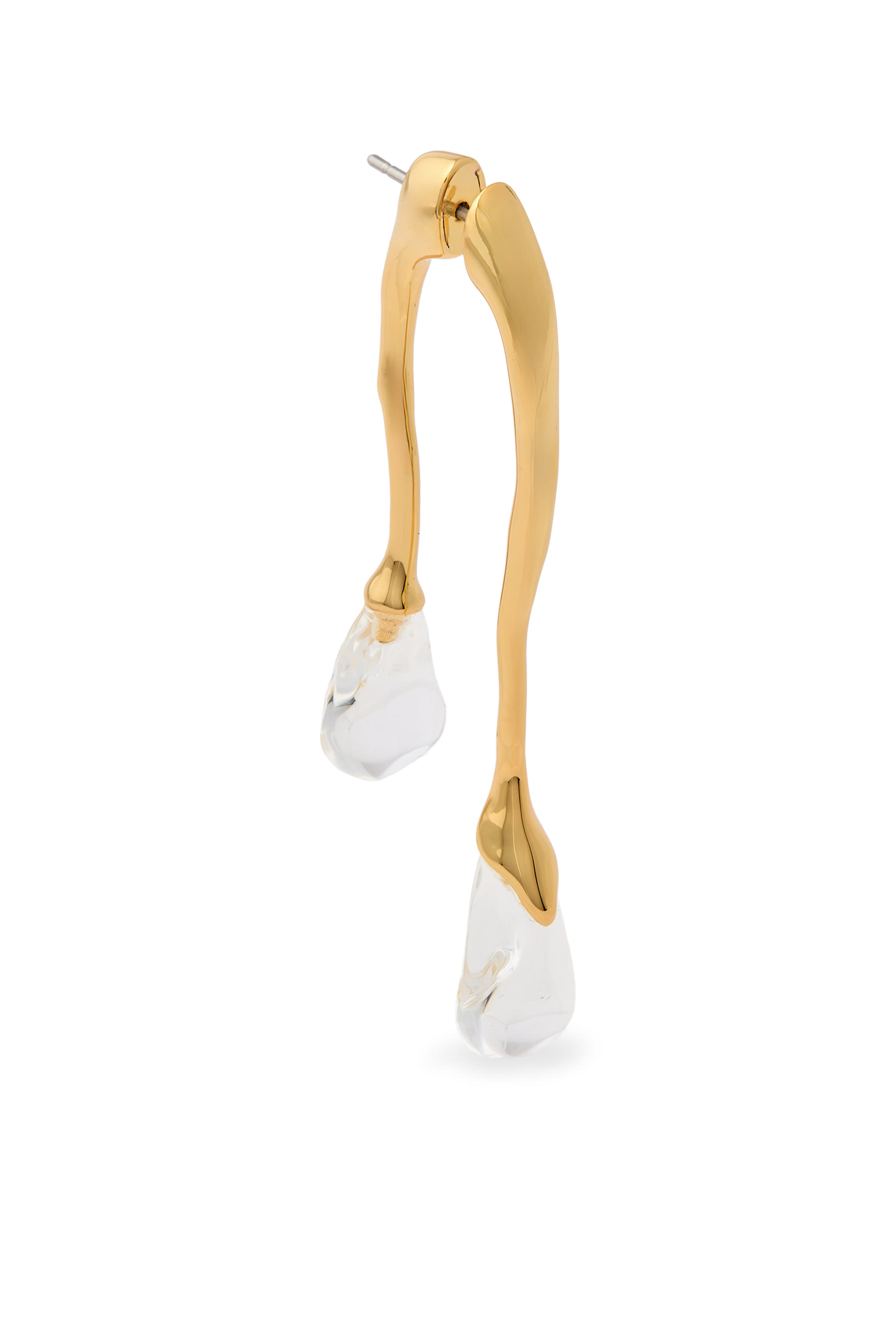Lucite Front Back Double Drop Earrings, 14k Gold Plated Brass & Lucite