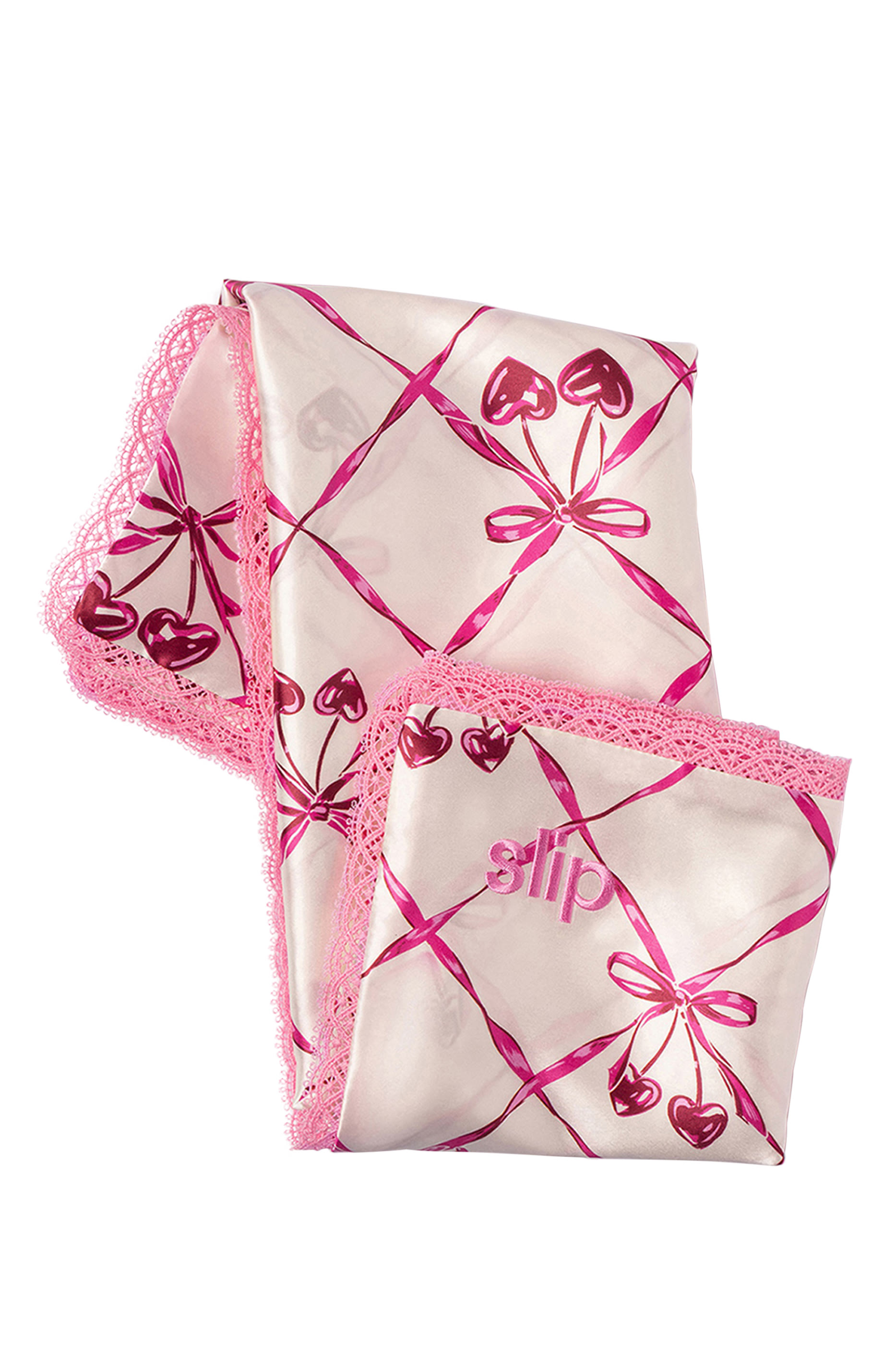 Sweet Cherry  Queen Pillowcase with Lace Trim 