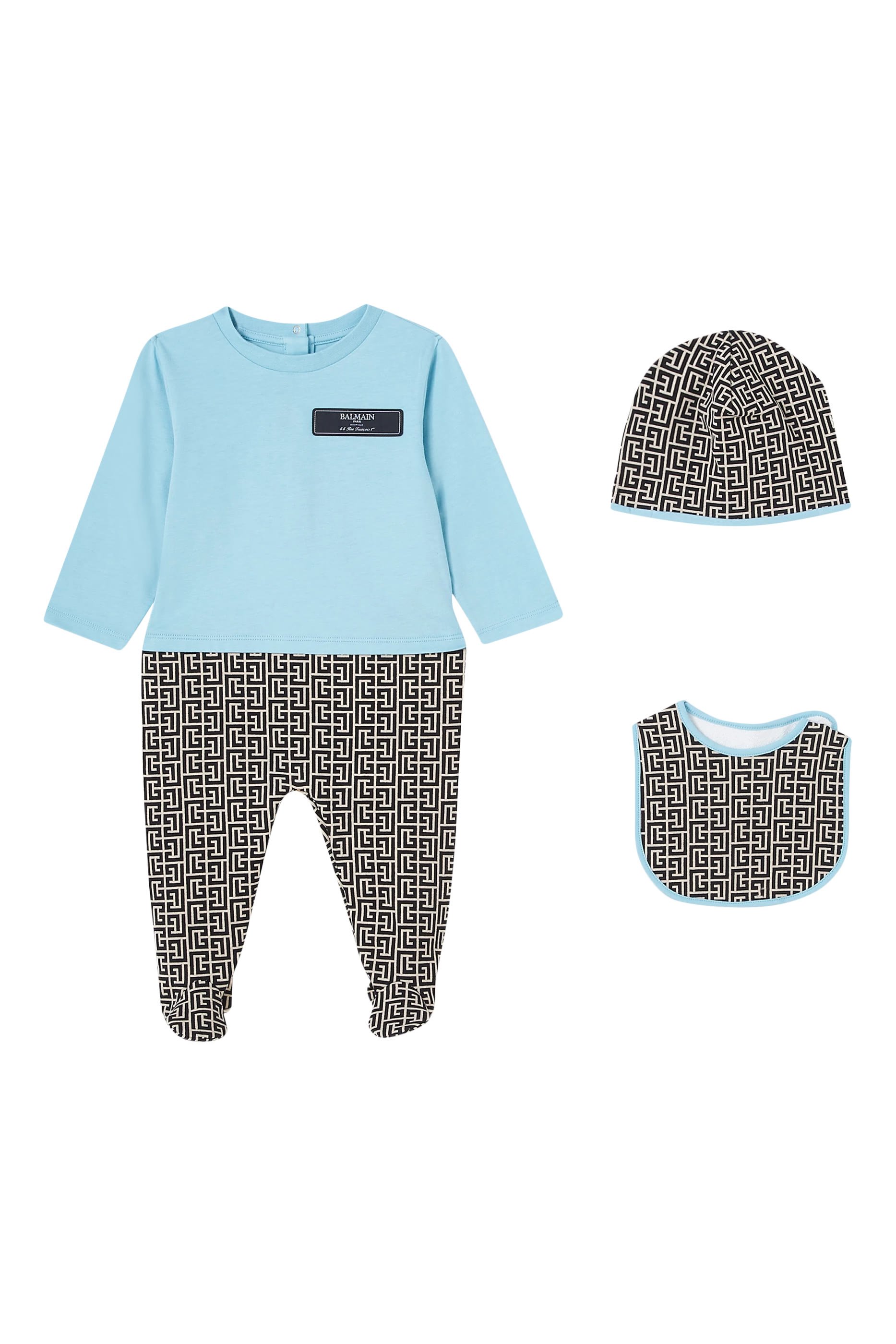Kids Cotton Jumpsuit, Bib & Hat Set