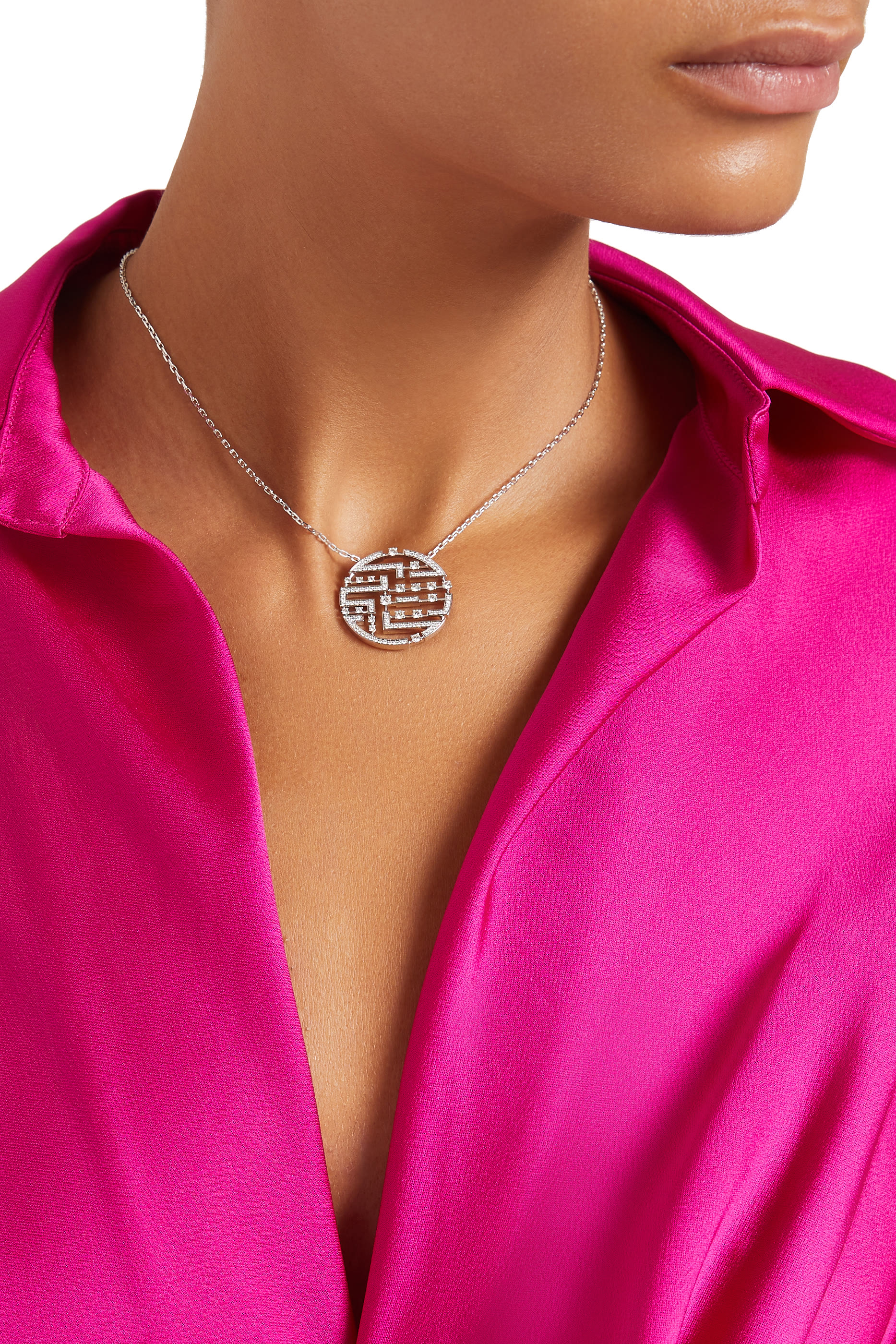 Avenues Luxe Chain Necklace, 18k White Gold with Diamonds