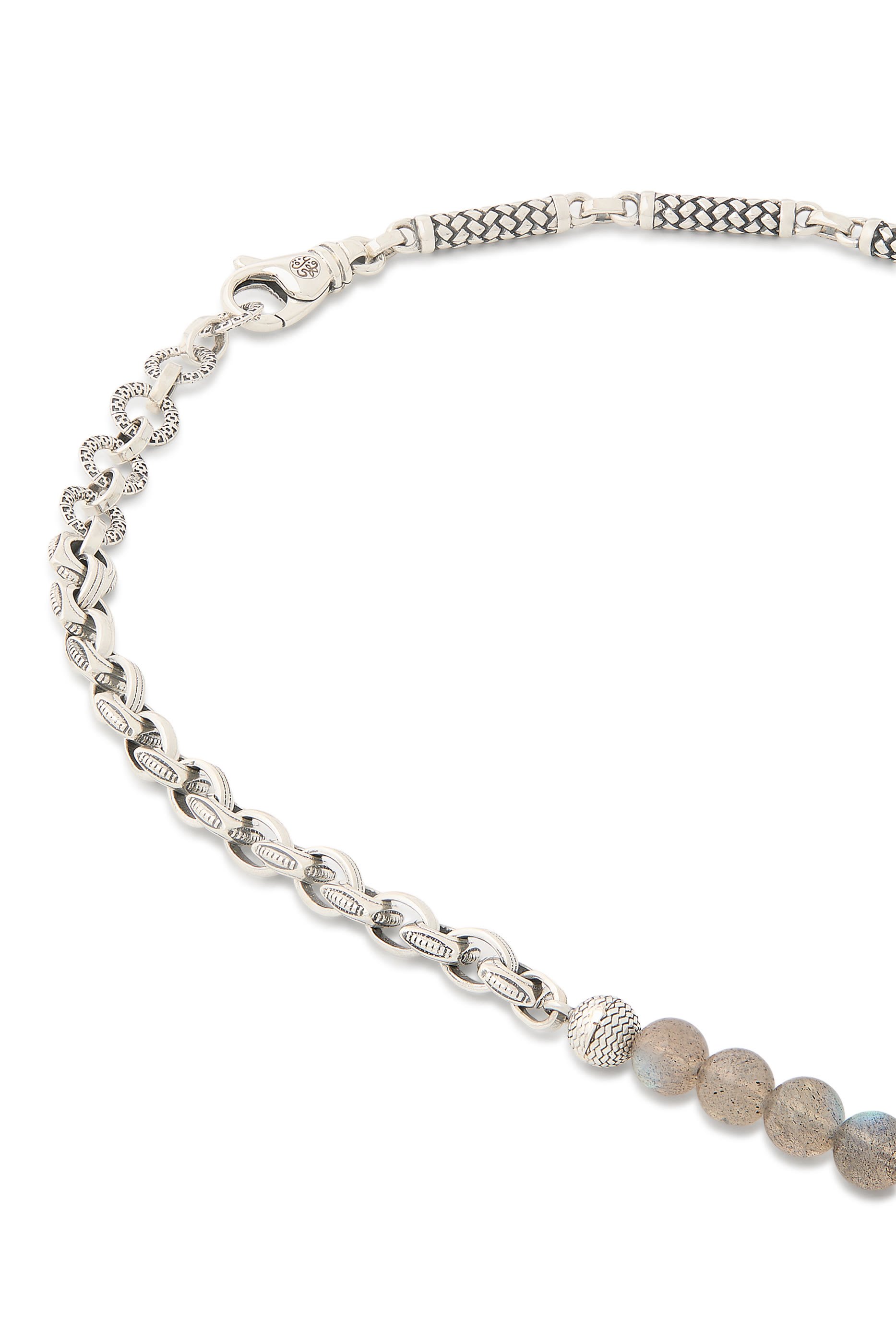 Labradorite Beaded Necklace, Sterling Silver