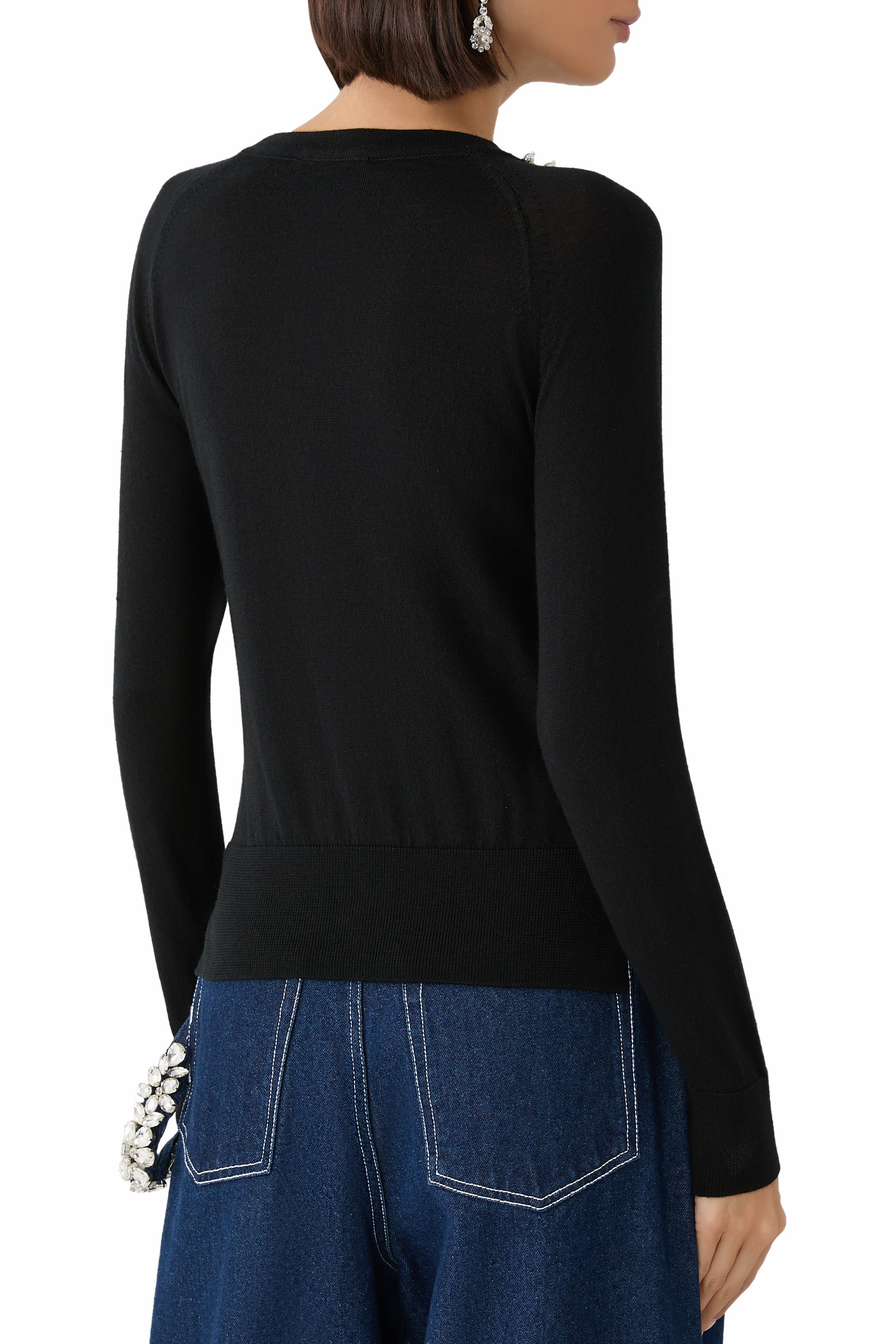 Classic Long Sleeves Embellished Jumper