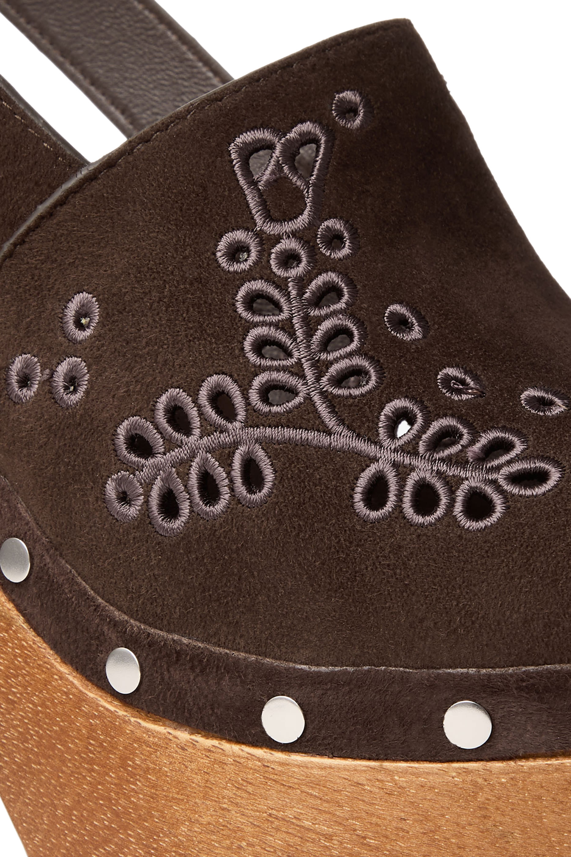 Alida 135 Platform Slingback Clogs with Sangallo Embroidery