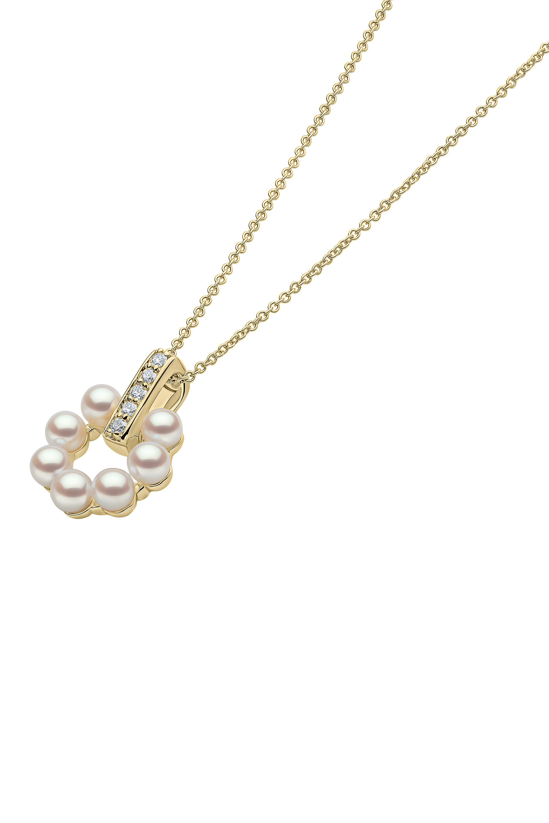 Eclipse Moon Pendant, 18k Gold, Diamonds & Pearls
