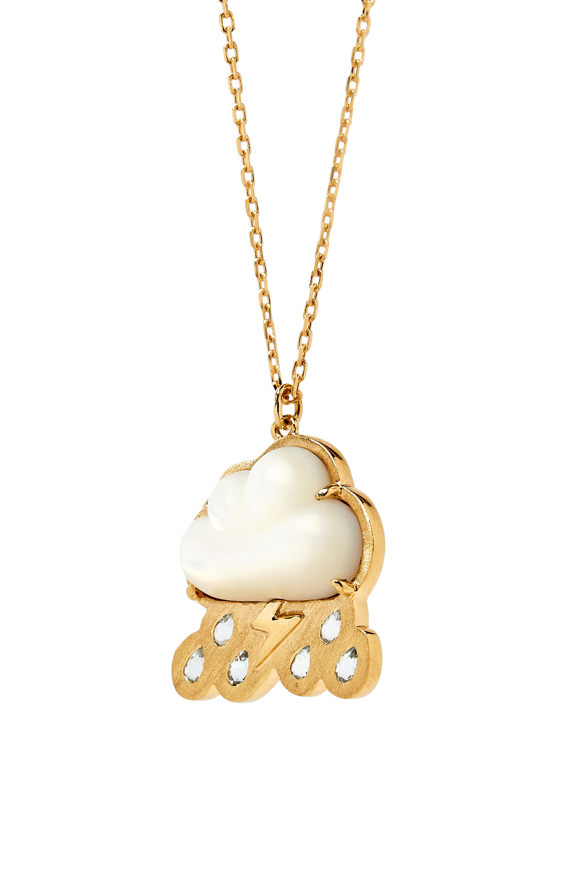 Cloud Brushed Charm, 18K Yellow Gold & Mother of Pearl