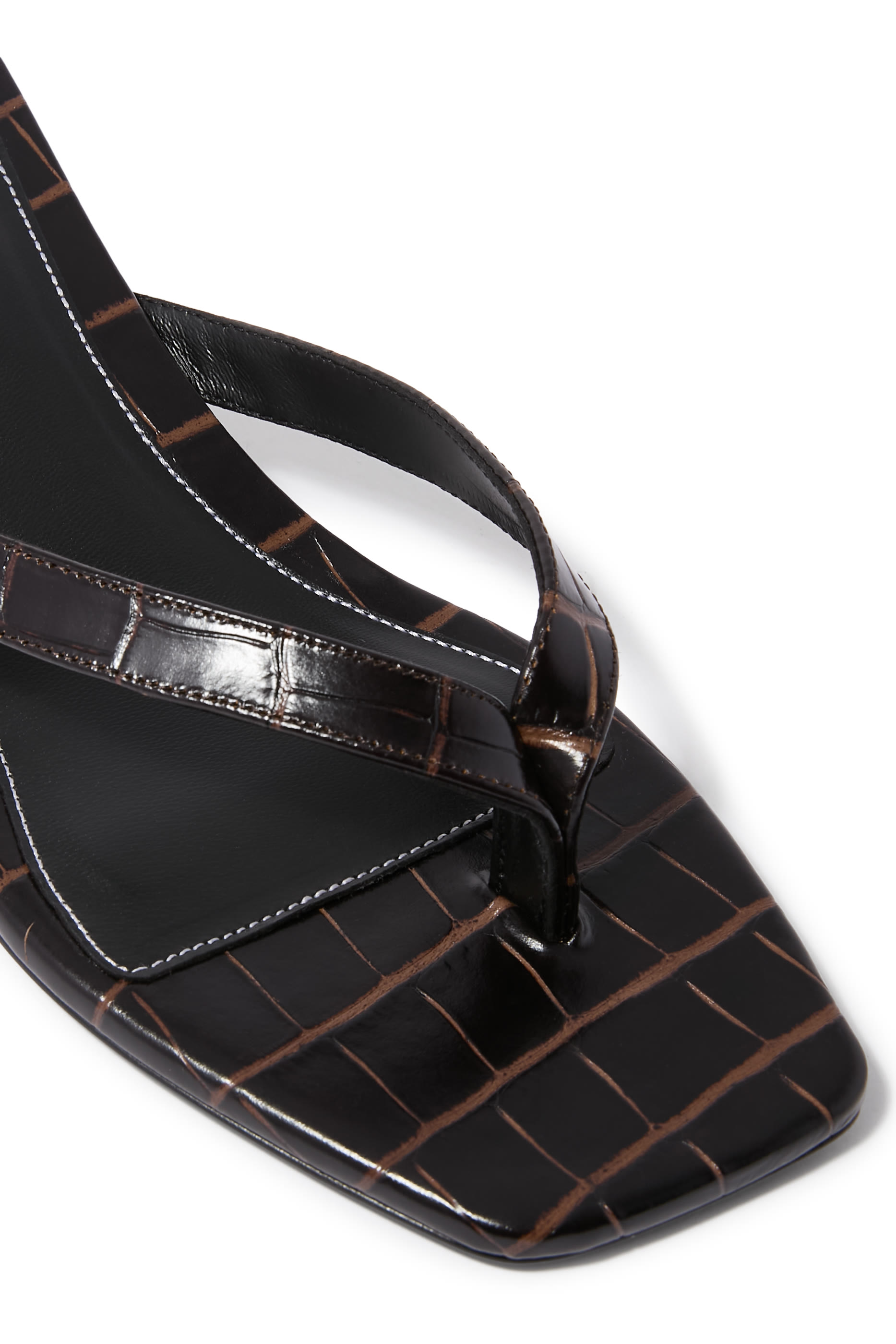 Croc-Embossed 35 Heeled Flip Flops