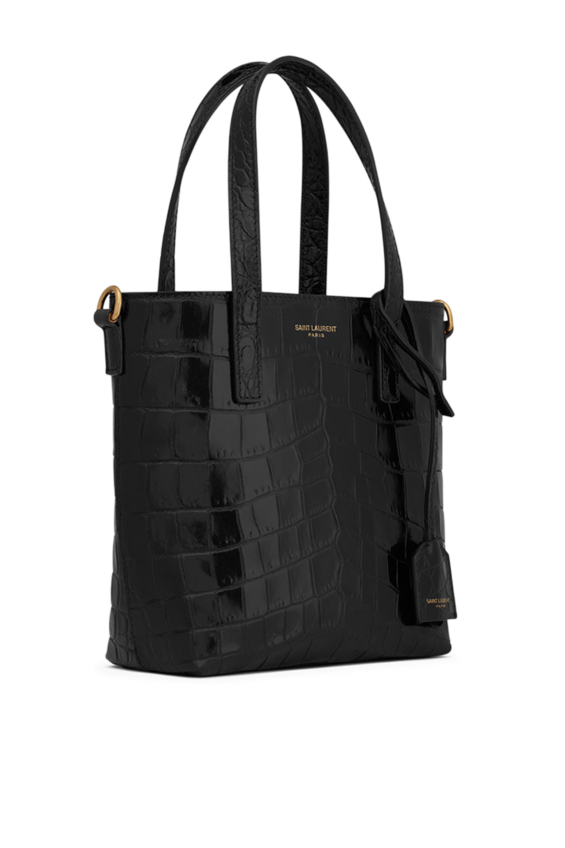 Mini Toy Shopping Bag in Crocodile-Embossed Leather 