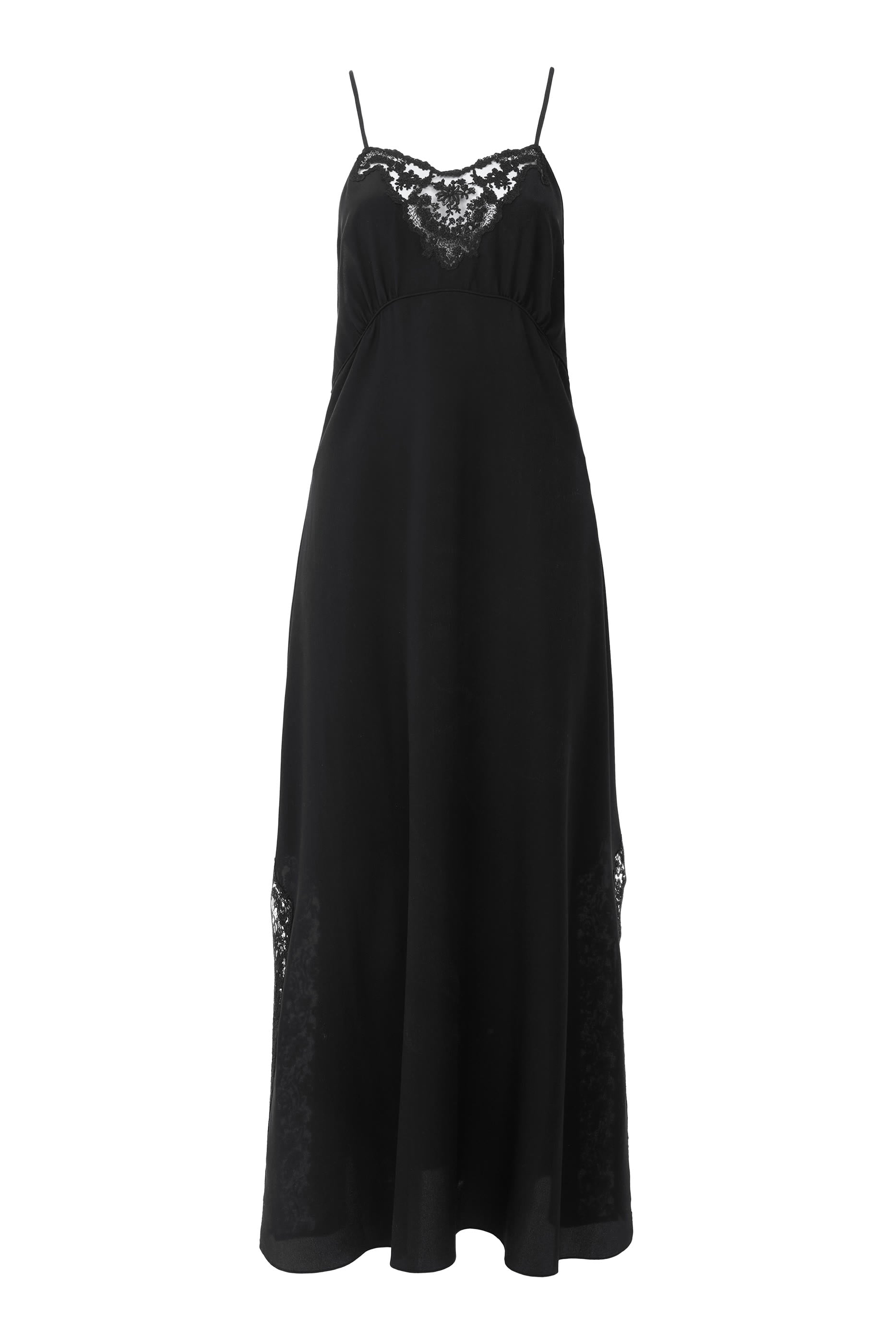 Long Lingerie Dress in Cr&ecirc;pe de Chine & Lace 