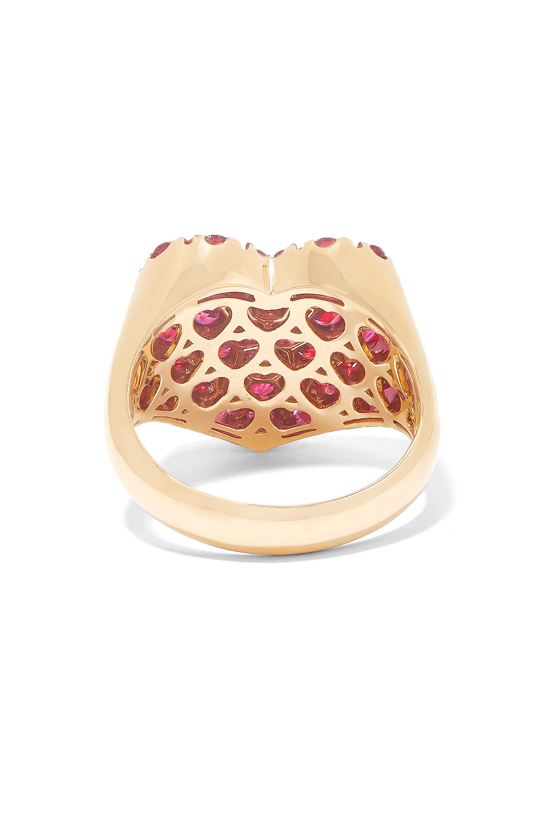 Gold Ruby Heart Ring, 18k Gold & Rubies