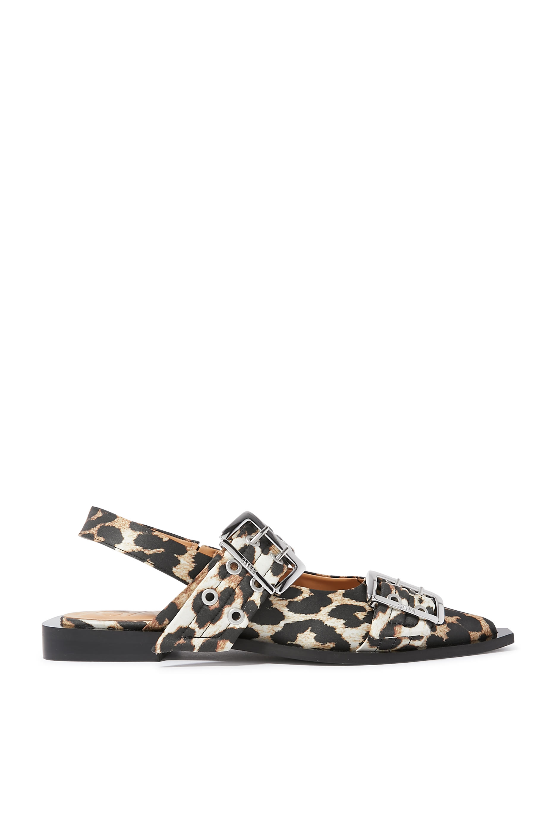 Leopard Satin Feminine Buckle Ballerinas