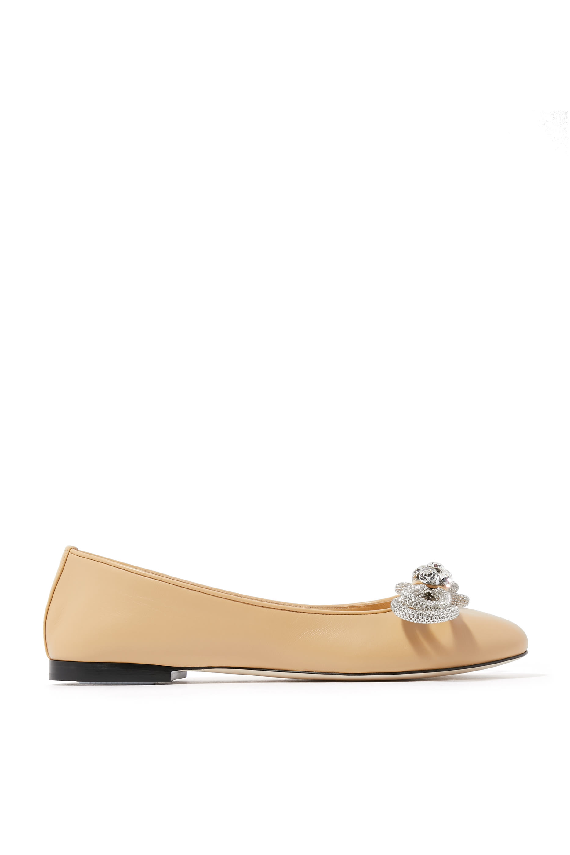Double Bow Nappa Ballerina Flats