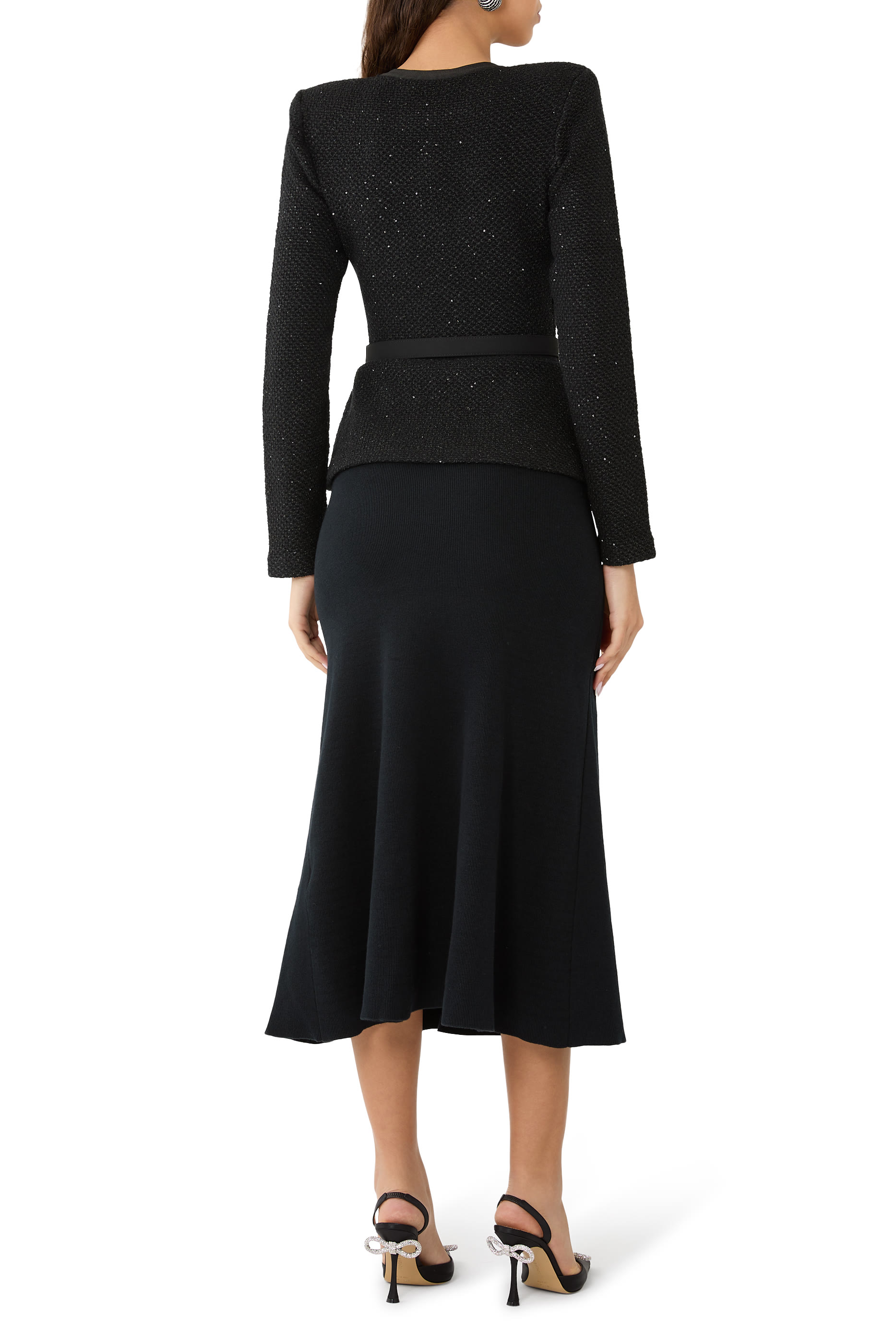 Sequin Knit Tailored Midi Dress