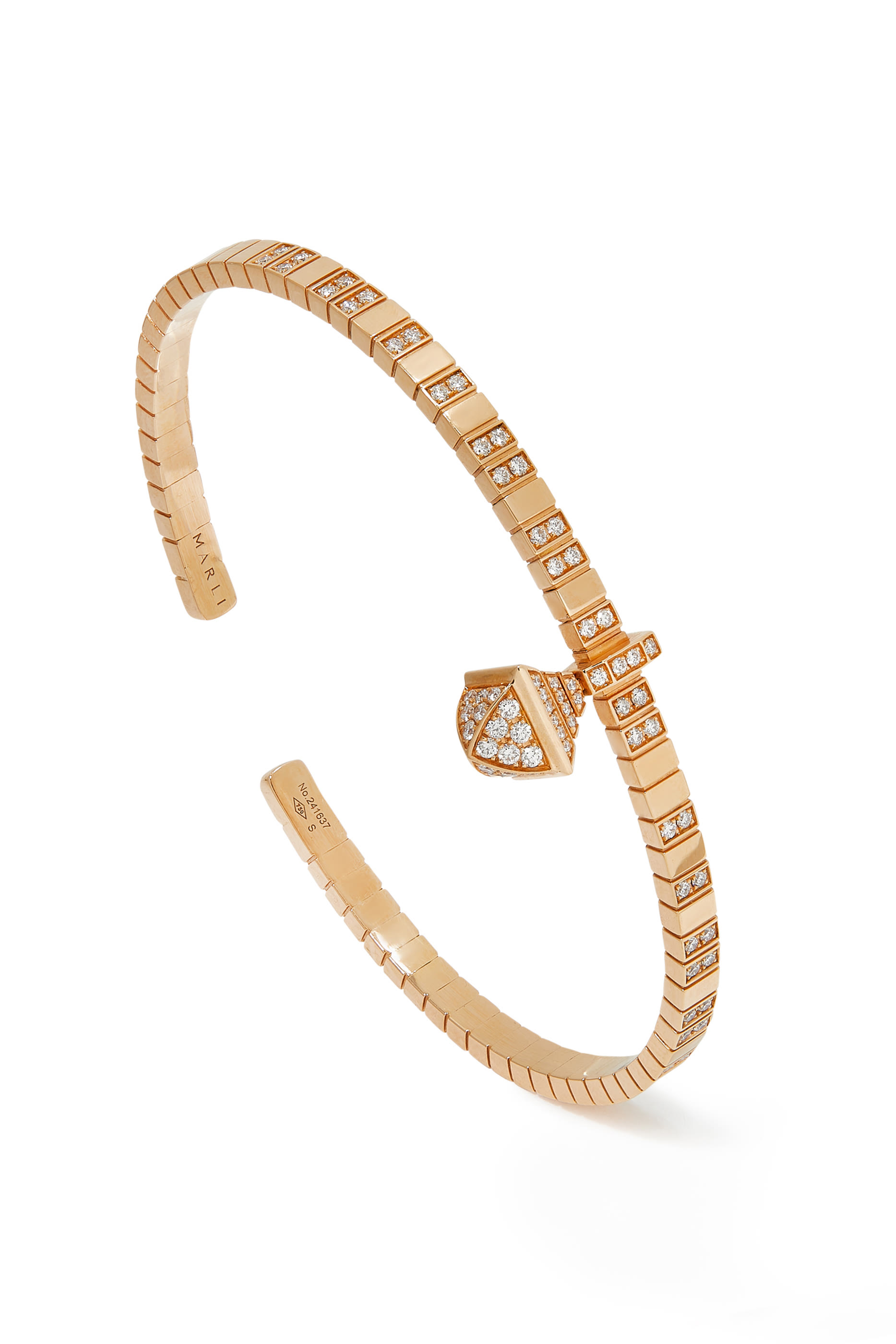 Cleo Charm Bangle, 18k Rose Gold with Full Diamonds