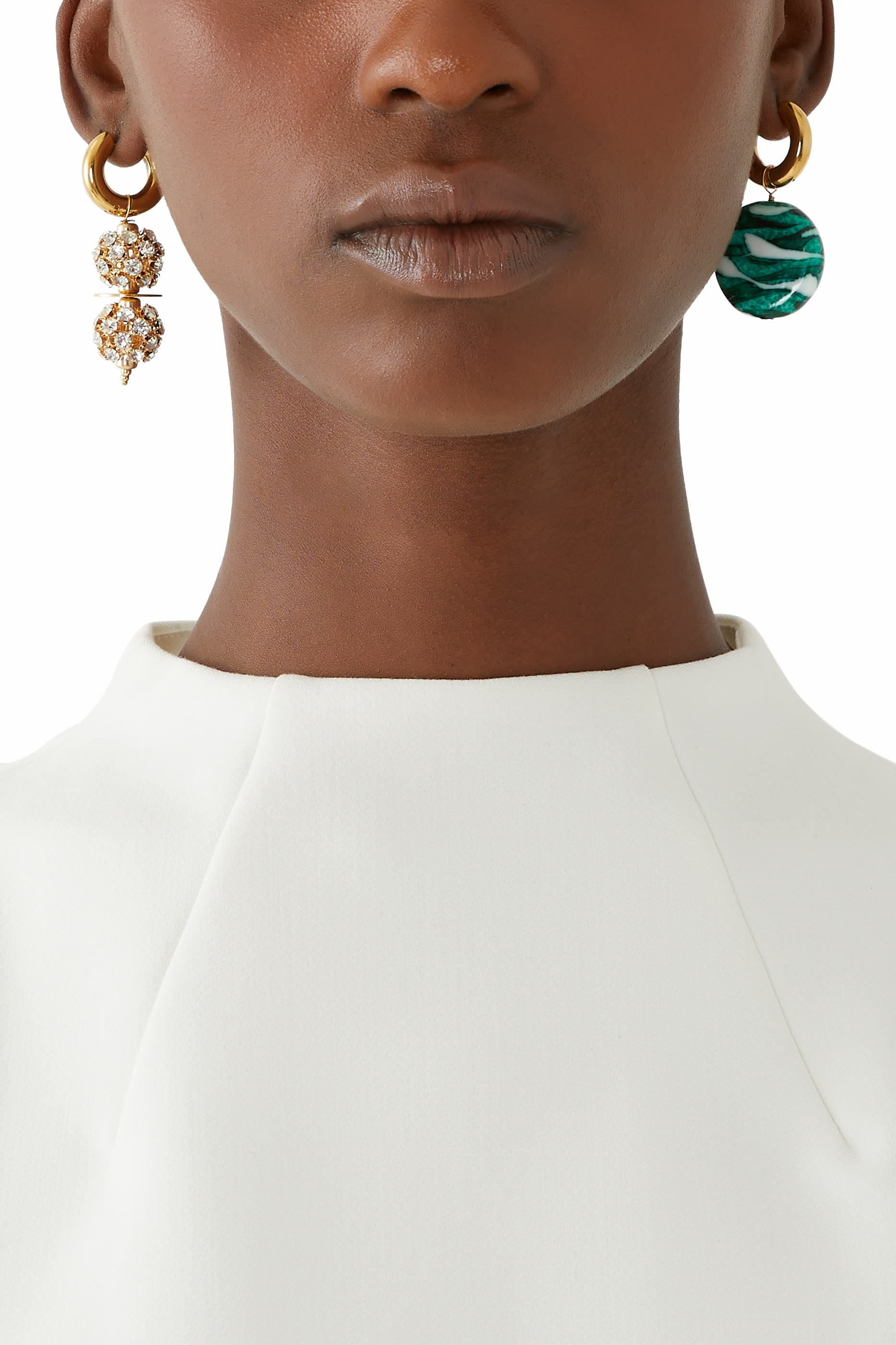 Mix & Match Earrings, 24k Gold-Plated Brass & Crystals