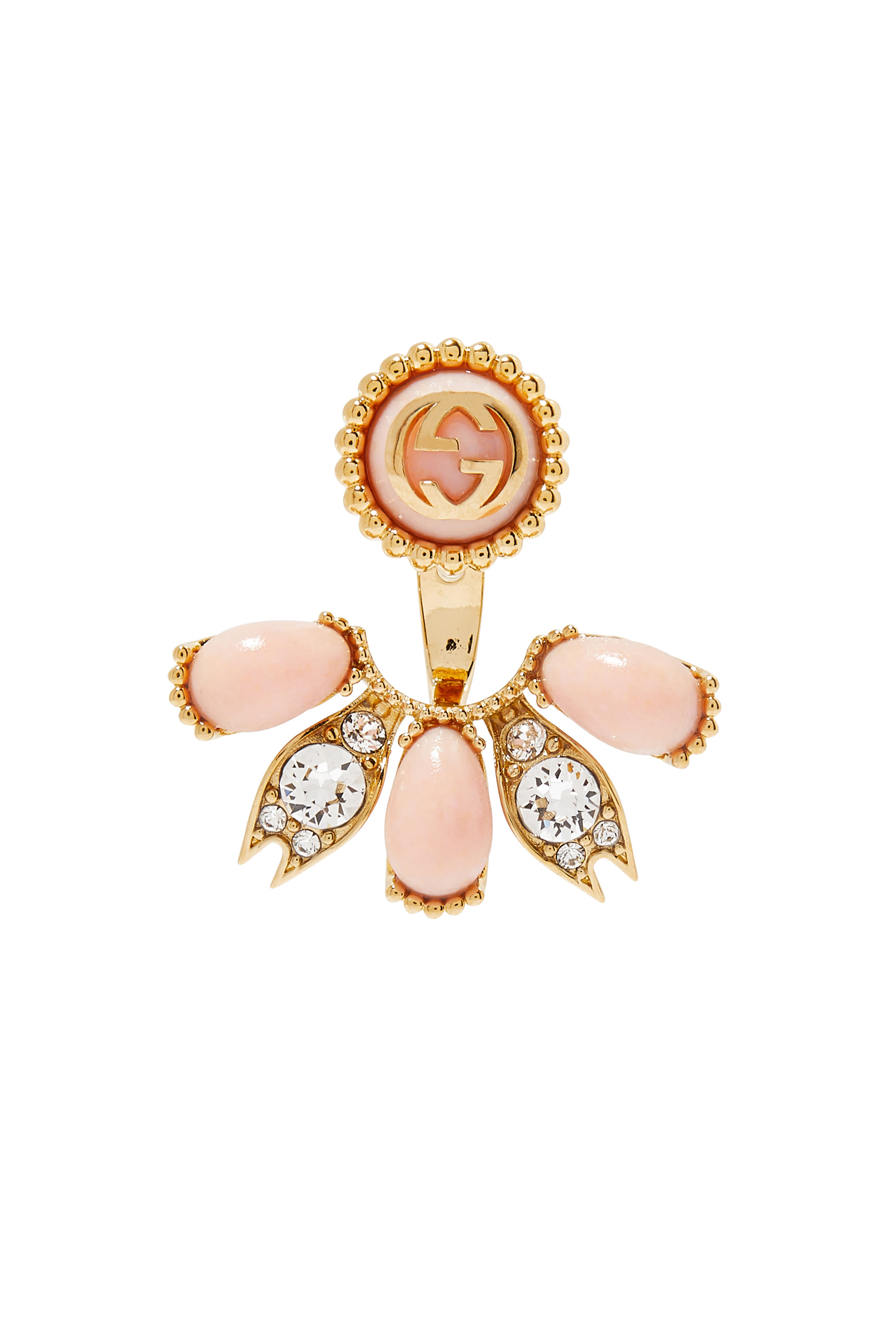 Interlocking G Single Earring, Brass with Resin & Crystals