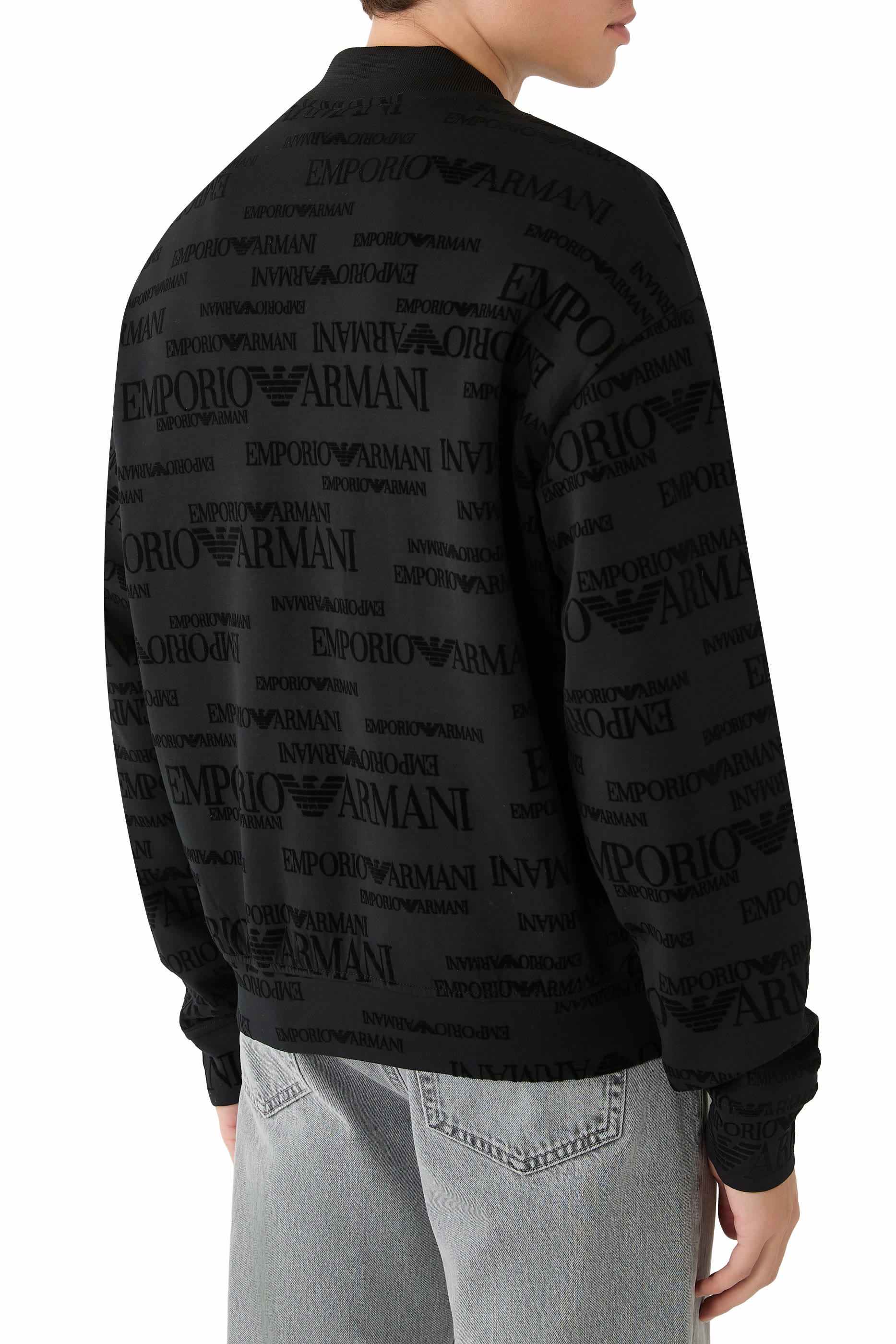 All-Over Flocked Logo Zip-Up Sweatshirt