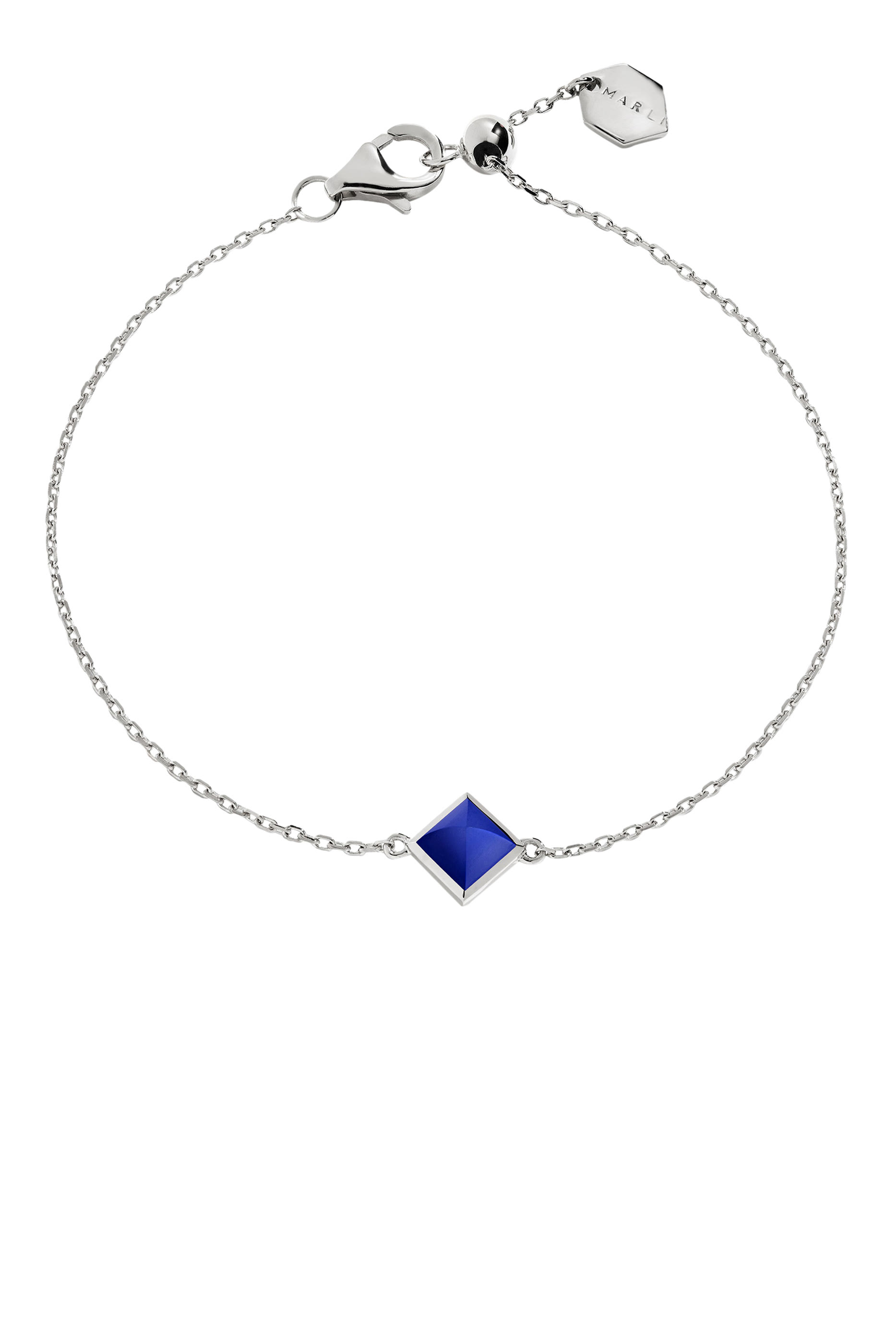 Cleo Bracelet, 18k White Gold With Diamond & Lapis Lazuli