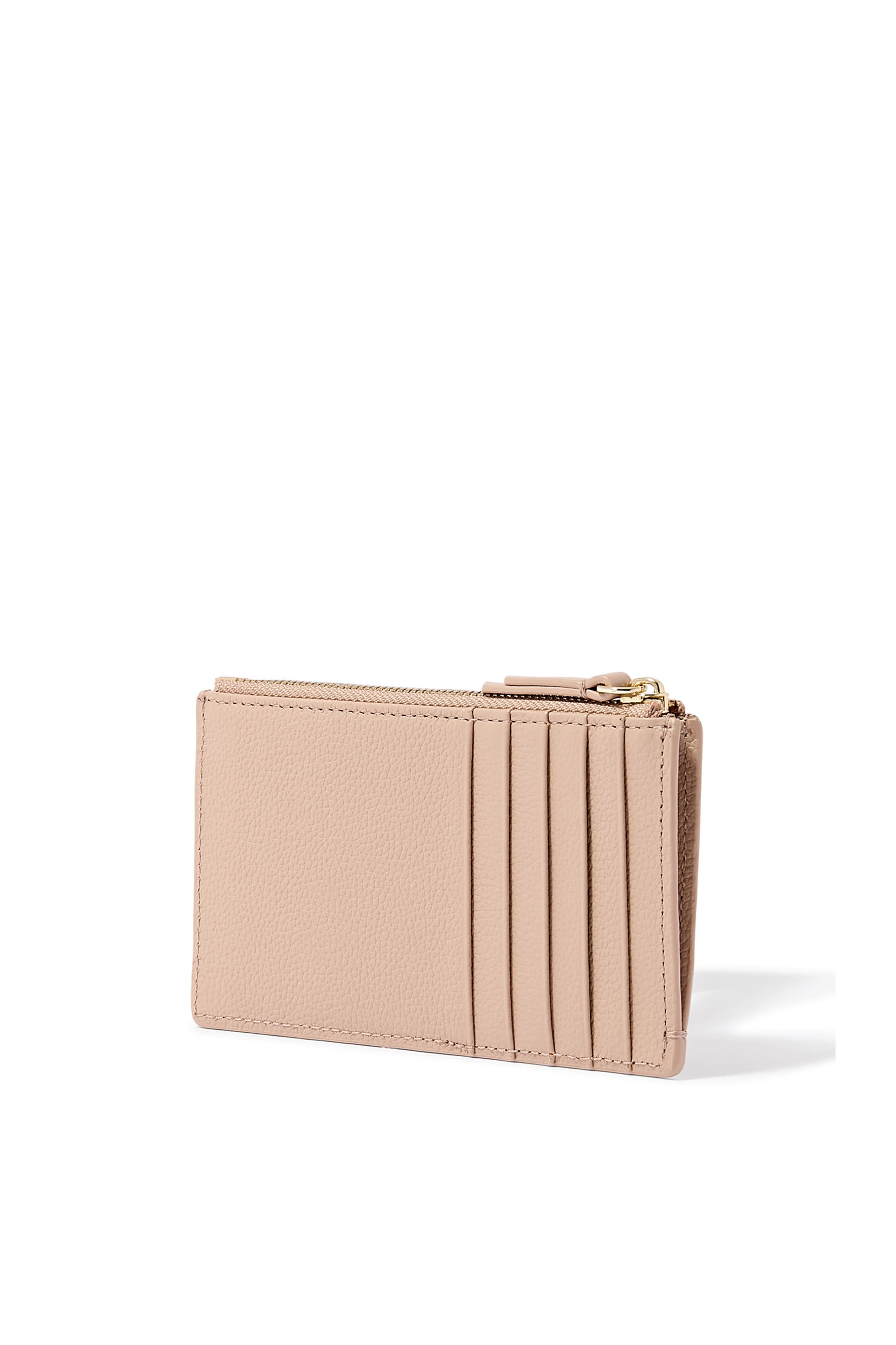 Zipped Tumbled-Leather Card Holder