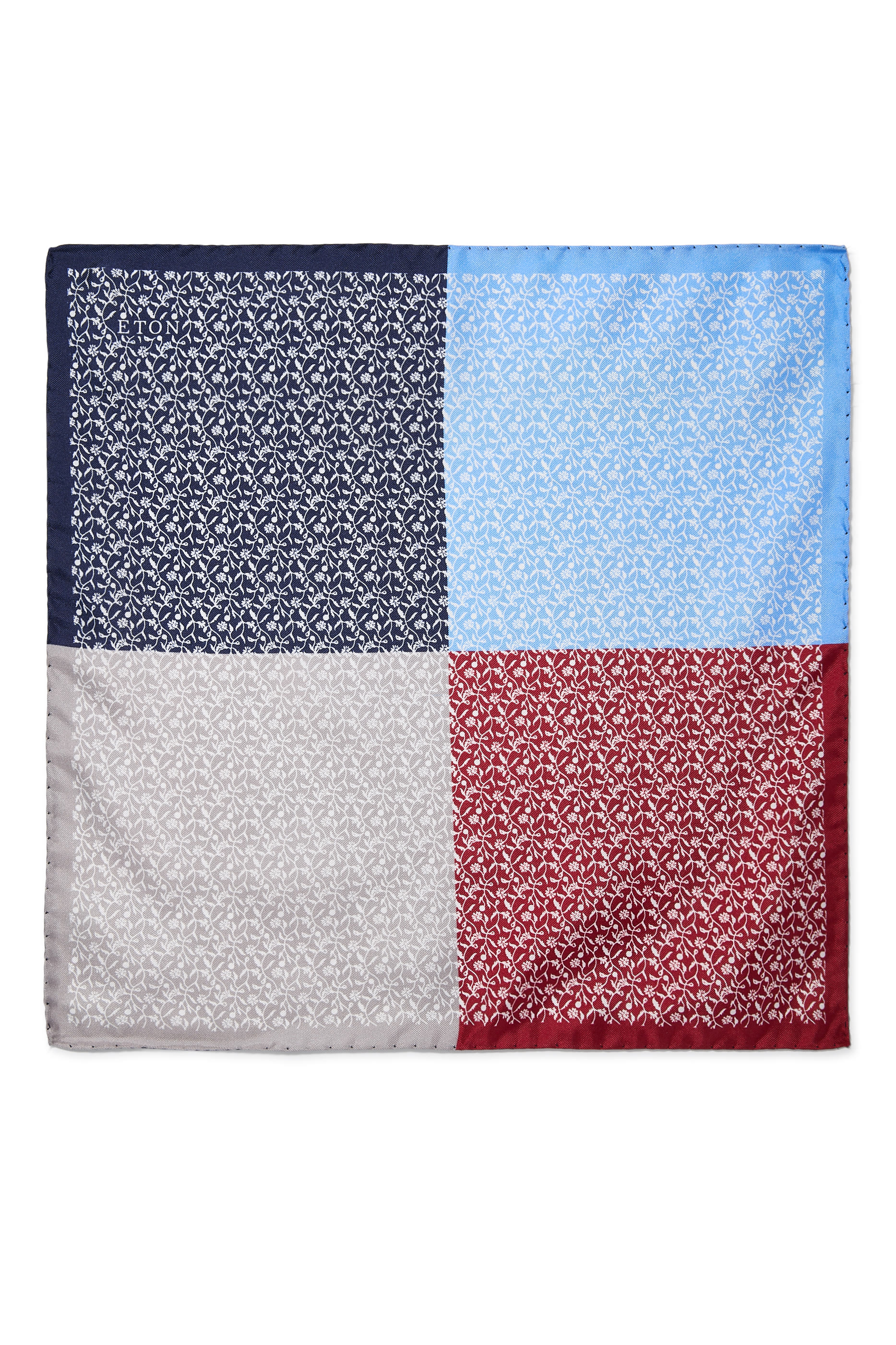 Multi Four-Sided Floral Silk Pocket Square Handkerchief