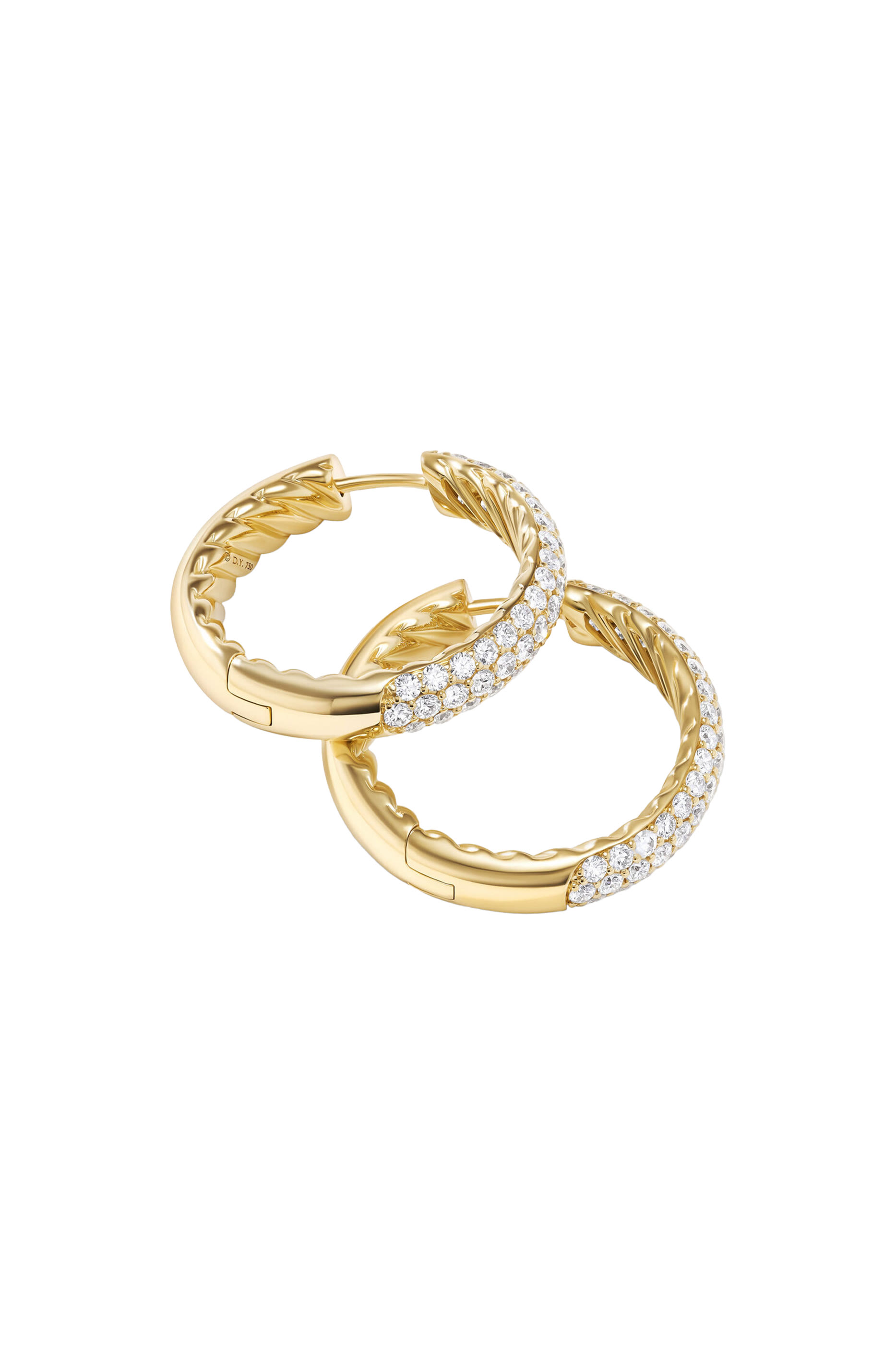 DY Mercer Hoop Earrings, 18k Yellow Gold & Diamonds