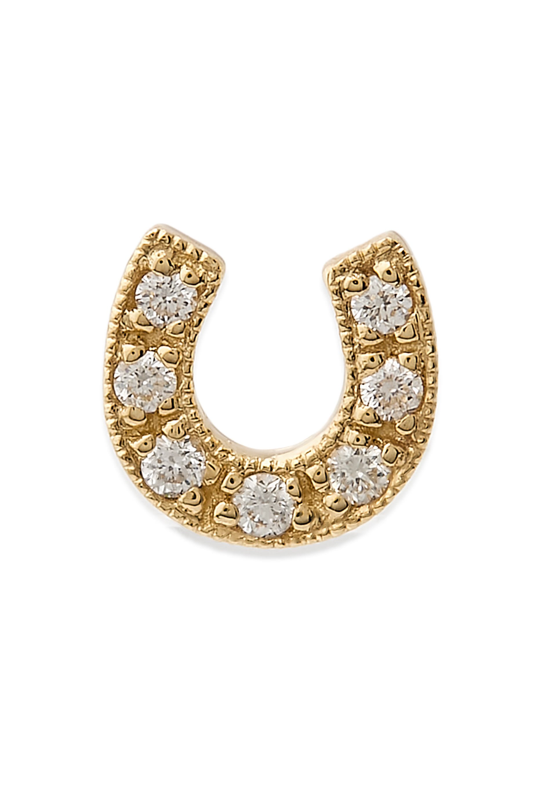 Gold & Diamond Horseshoe Studs, 14K Yellow Gold & Diamonds