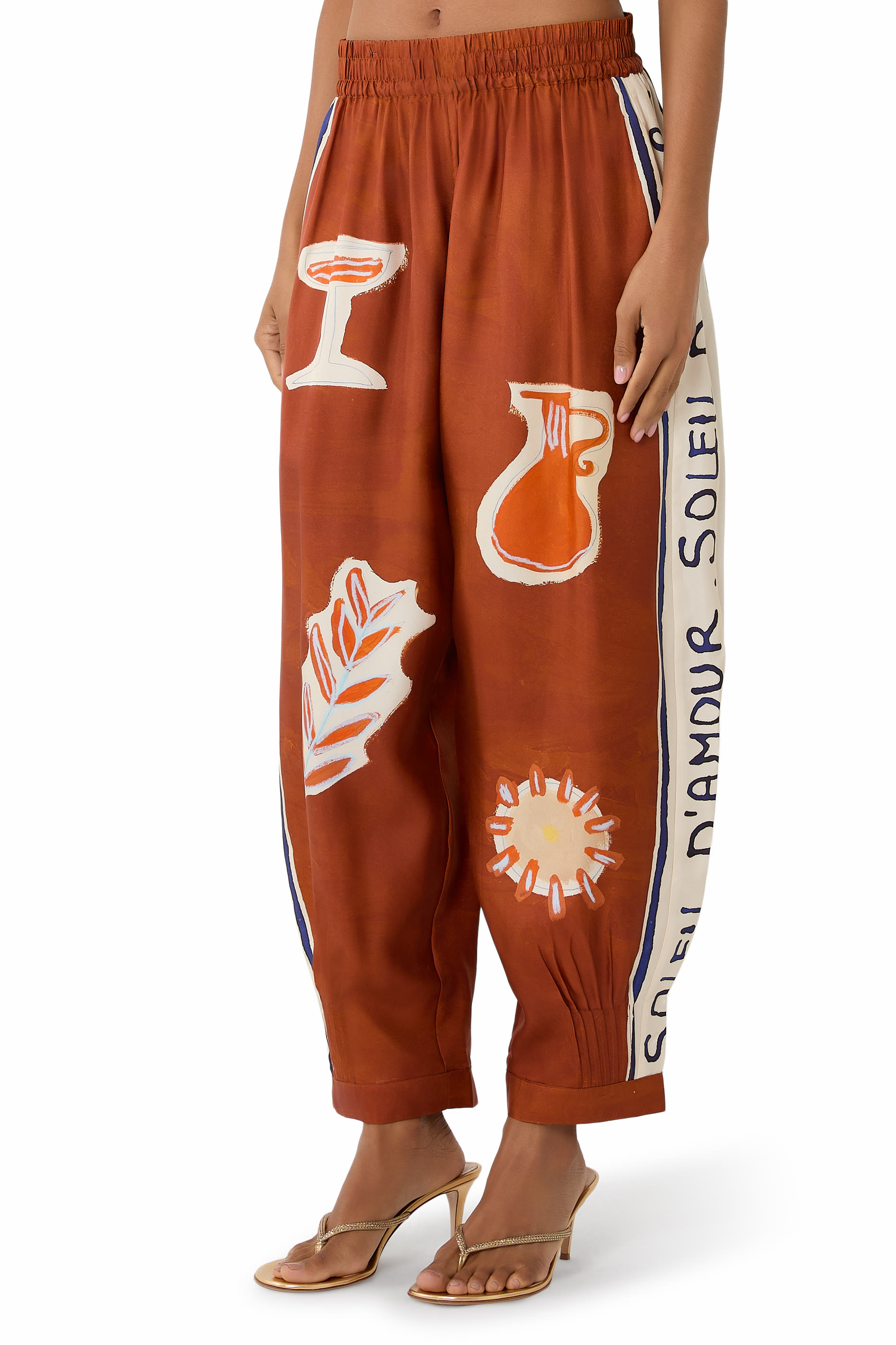 Soleil D'Amour Tapered Silk Pants