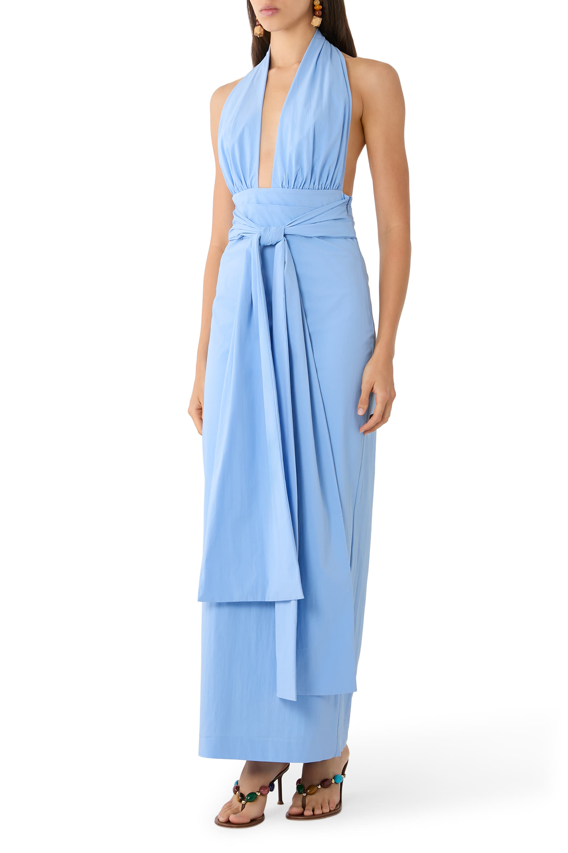 Campbell Halter Plunged Maxi Dress