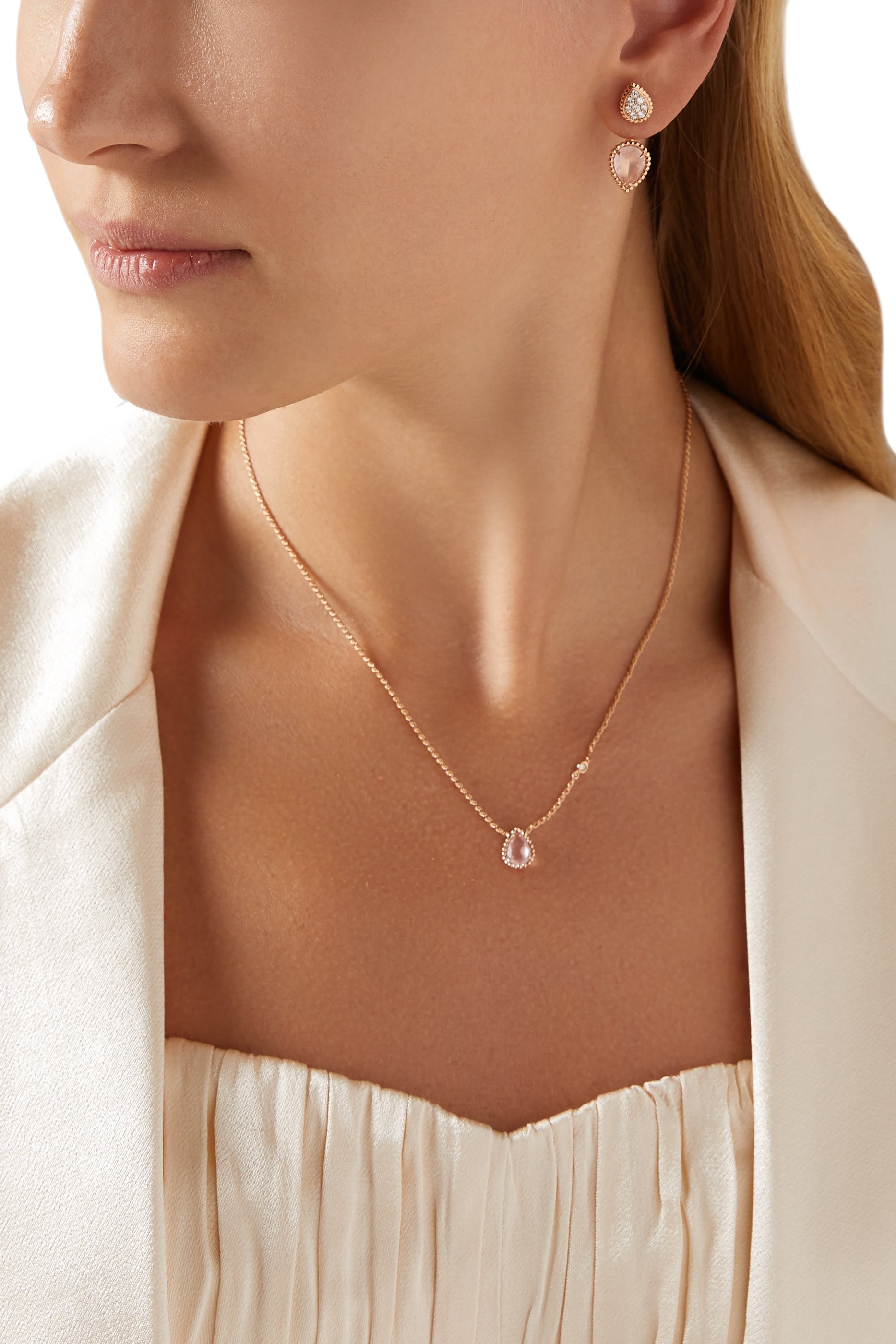 Serpent Boheme Single Stud Earring, 18k Rose Gold, Quartz & Diamonds