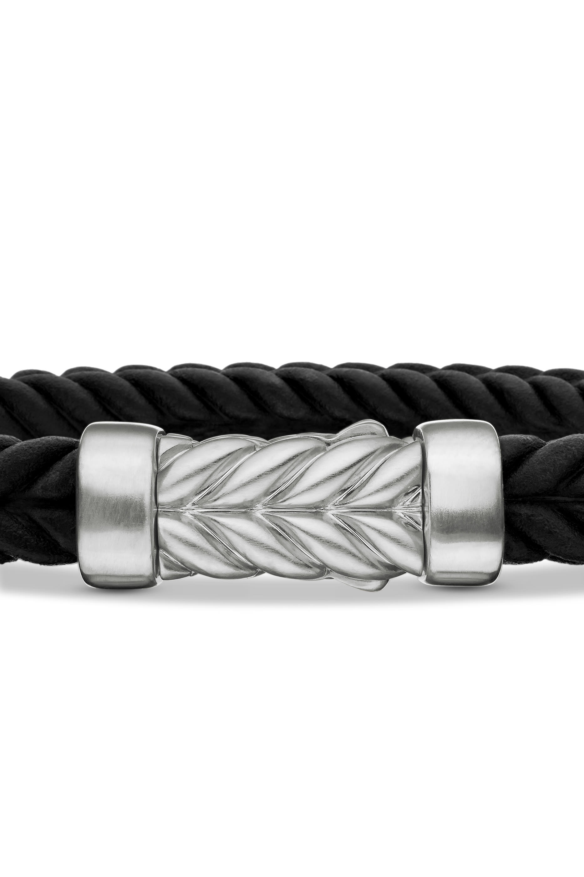Chevron Bracelet,  Sterling Silver & Black Rubber