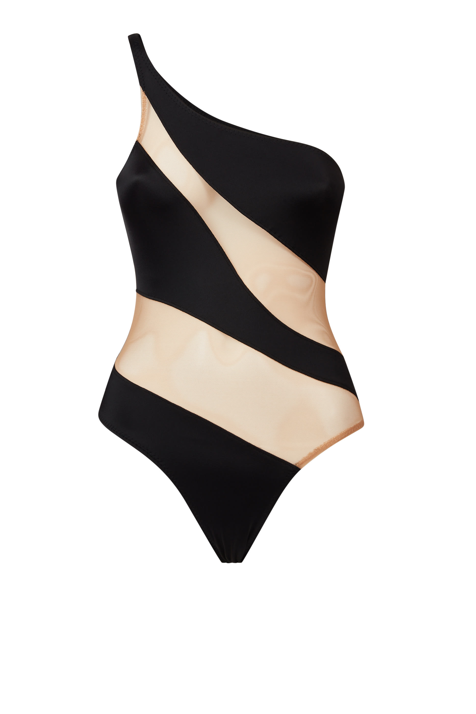 Snake Mesh One-shoulder Swimsuit