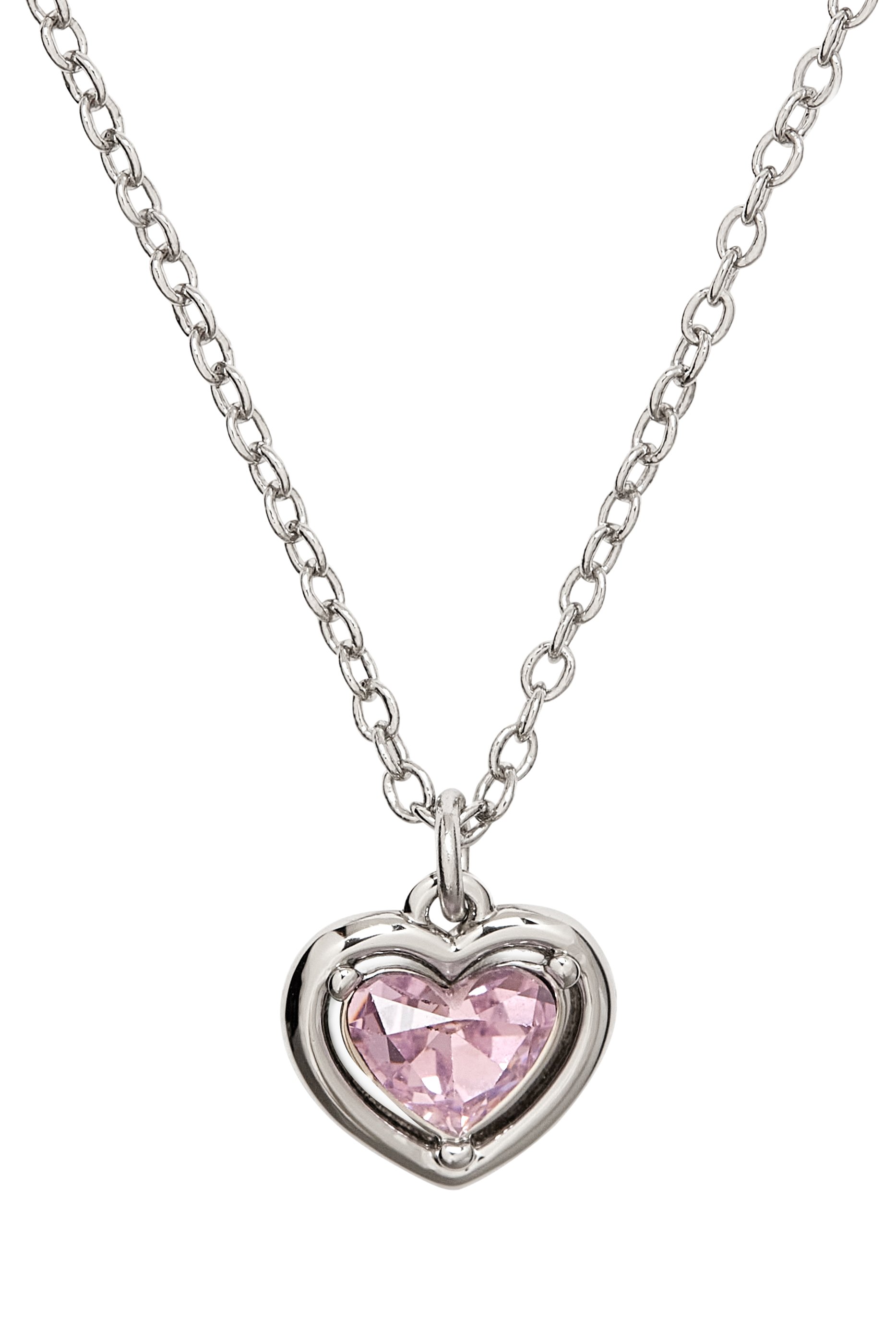 Halo Stone Heart Pendant Necklace, Brass & Glass Crystal